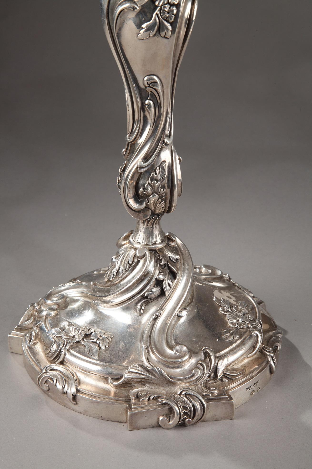 Francese Candelabro in argento del XIX secolo firmato BOIN TABURET in vendita