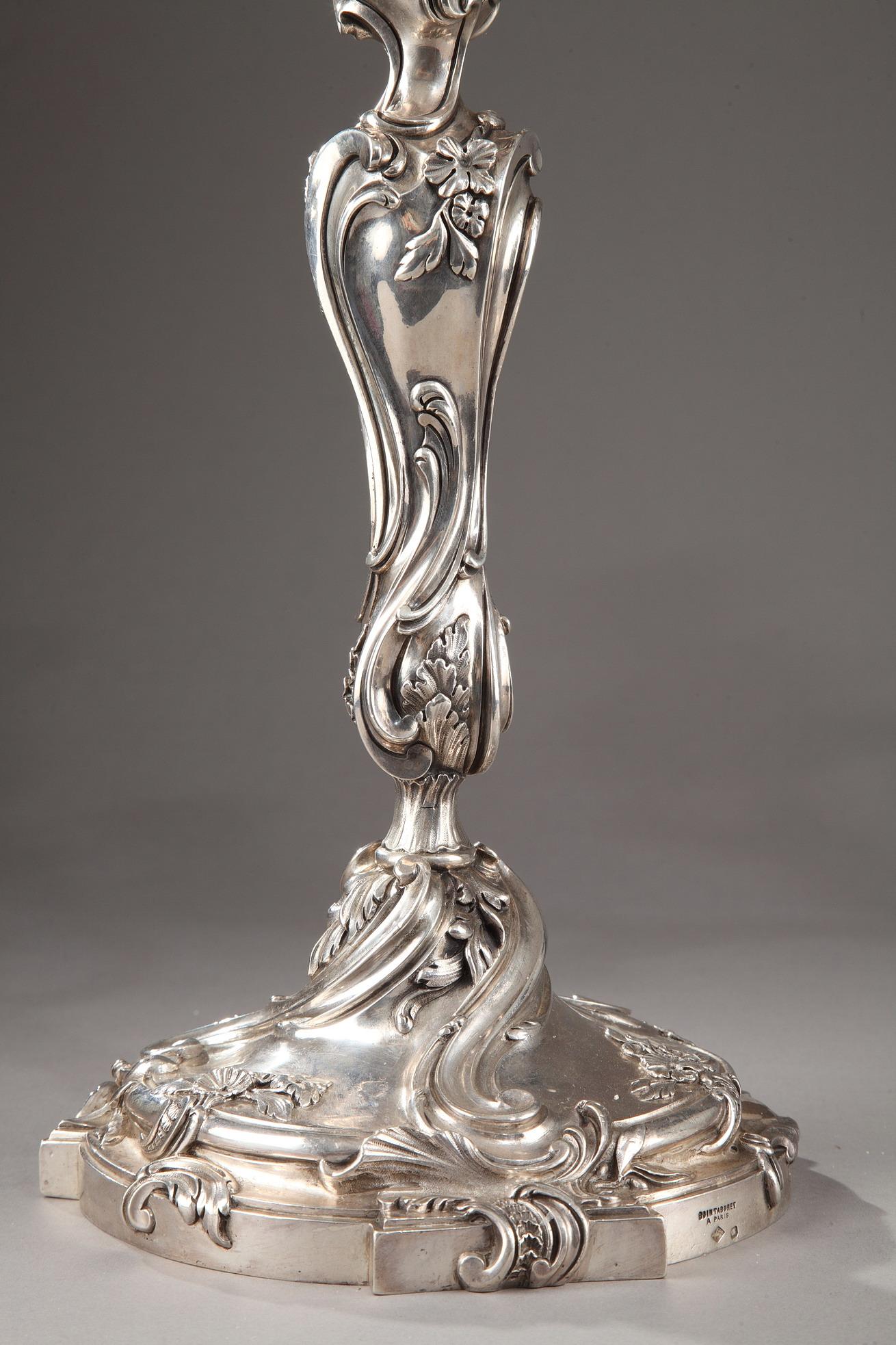 Silberkandelaber des 19. Jahrhunderts, signiert BOIN TABURET (Spätes 19. Jahrhundert) im Angebot