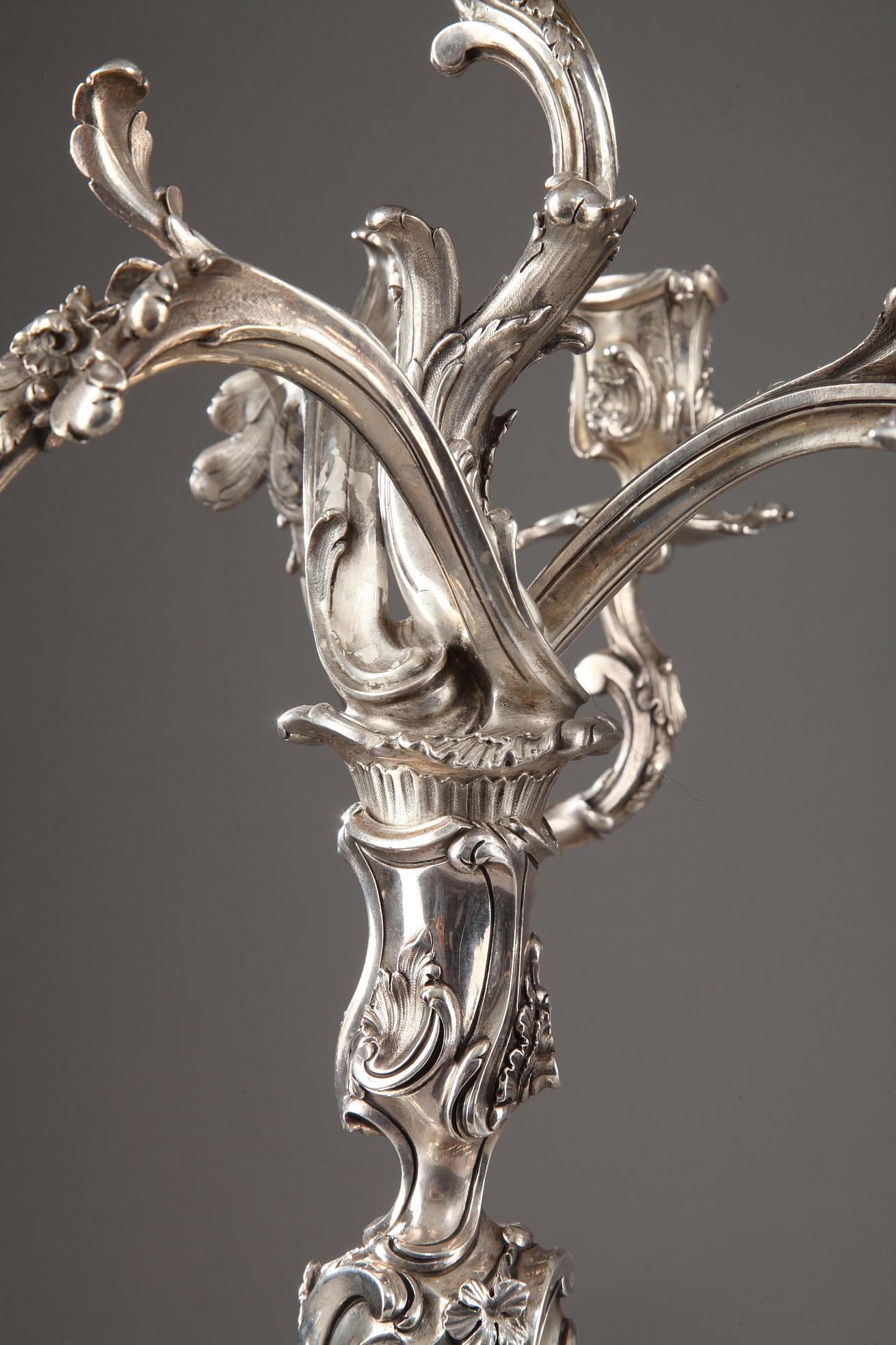 19th Century Silver Candelabra Signed BOIN TABURET For Sale 2