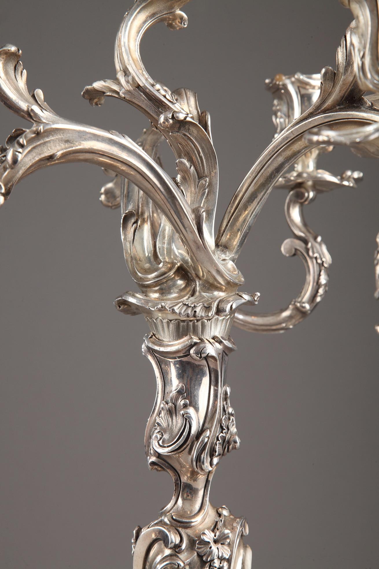 19th Century Silver Candelabra Signed BOIN TABURET For Sale 3