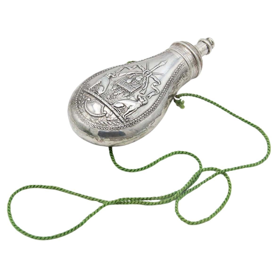 19th century silver canteen/powder can