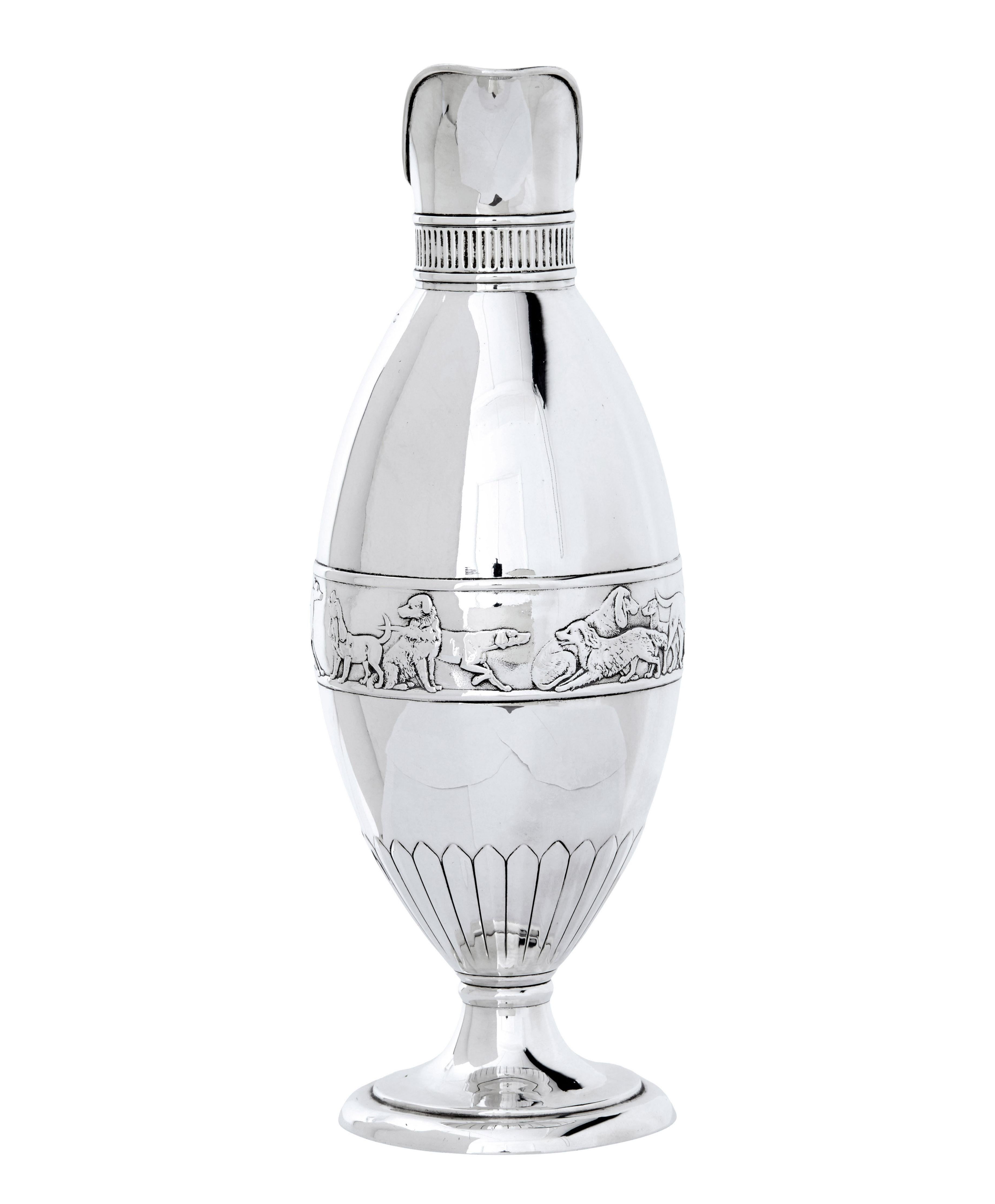 19th century silver claret jug by frederick elkington circa 1878.

Frederick Elkington was one of the finest silversmiths of the 19th century.

Sterling silver and weighing 17 troy ounces, stamped Birmingham hallmarks, 1878 date and maker