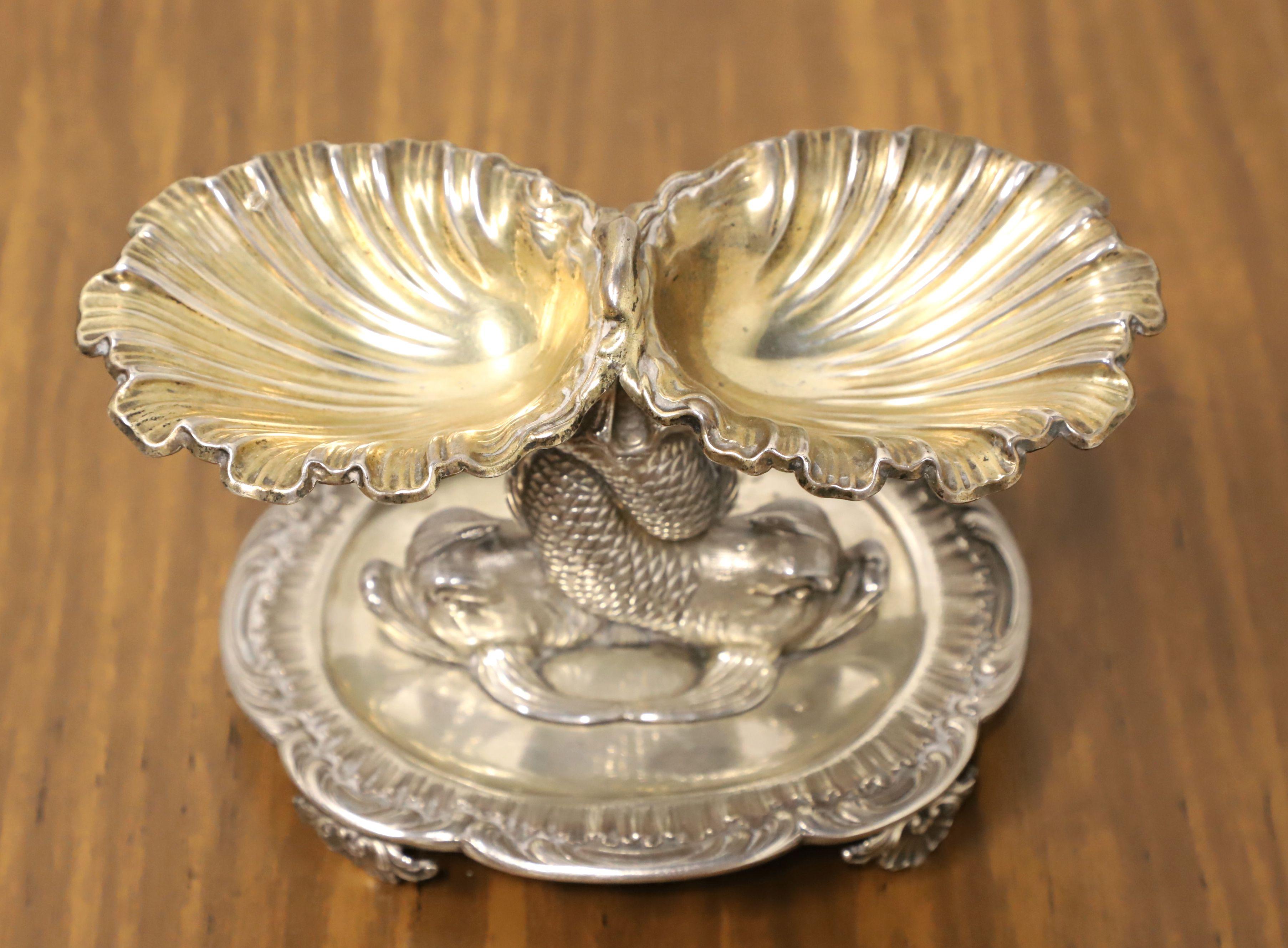 19th Century Silver Dolphin Double Salt Cellar by Jean-baptiste-Claude Odiot In Good Condition In Charlotte, NC