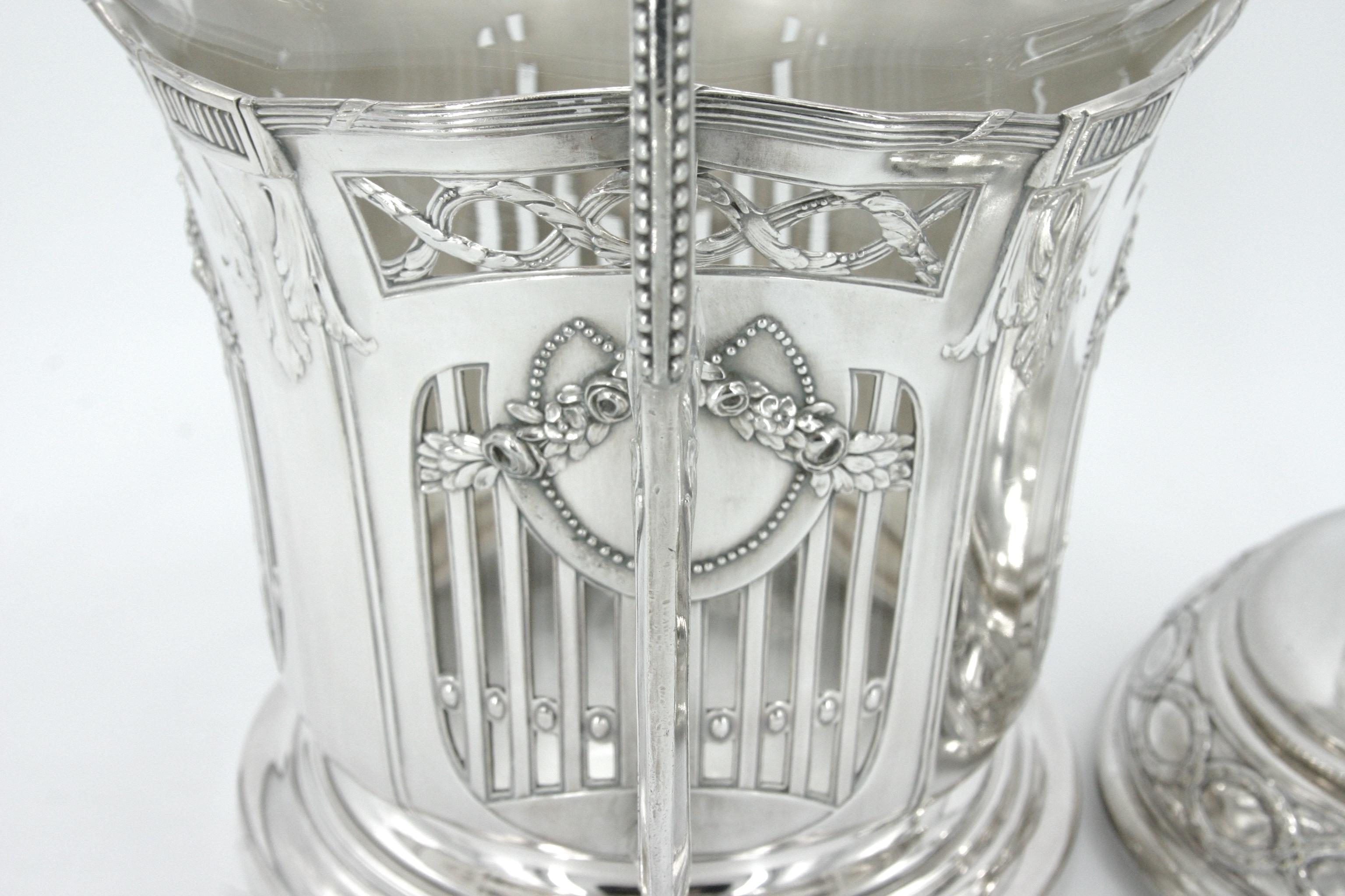 19th Century Silver Frame / Etched Glass Punch Bowl For Sale 4