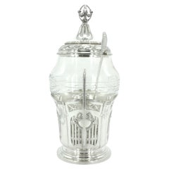 19th Century Silver Frame / Etched Glass Punch Bowl