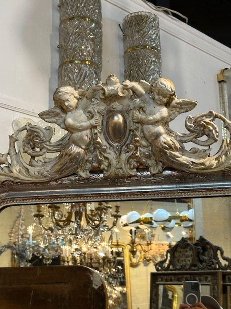 19. Jahrhundert Silber Französisch Louis Philippe geschnitzt Spiegel (Gips) im Angebot