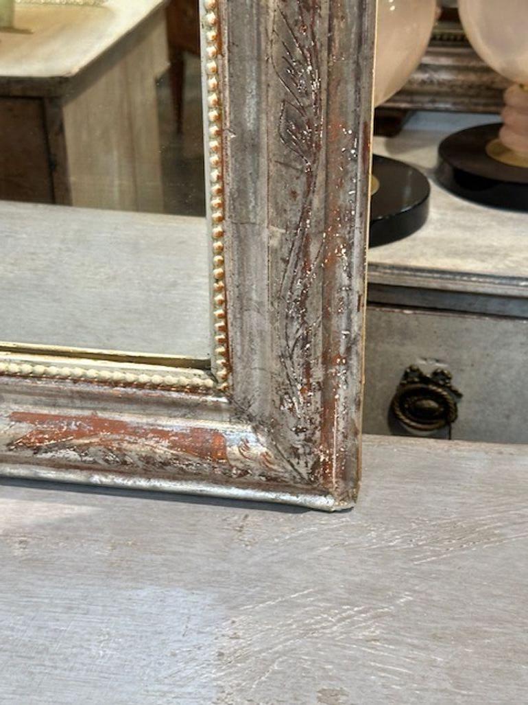19th Century Silver French Louis Philippe Carved Mirror For Sale 3