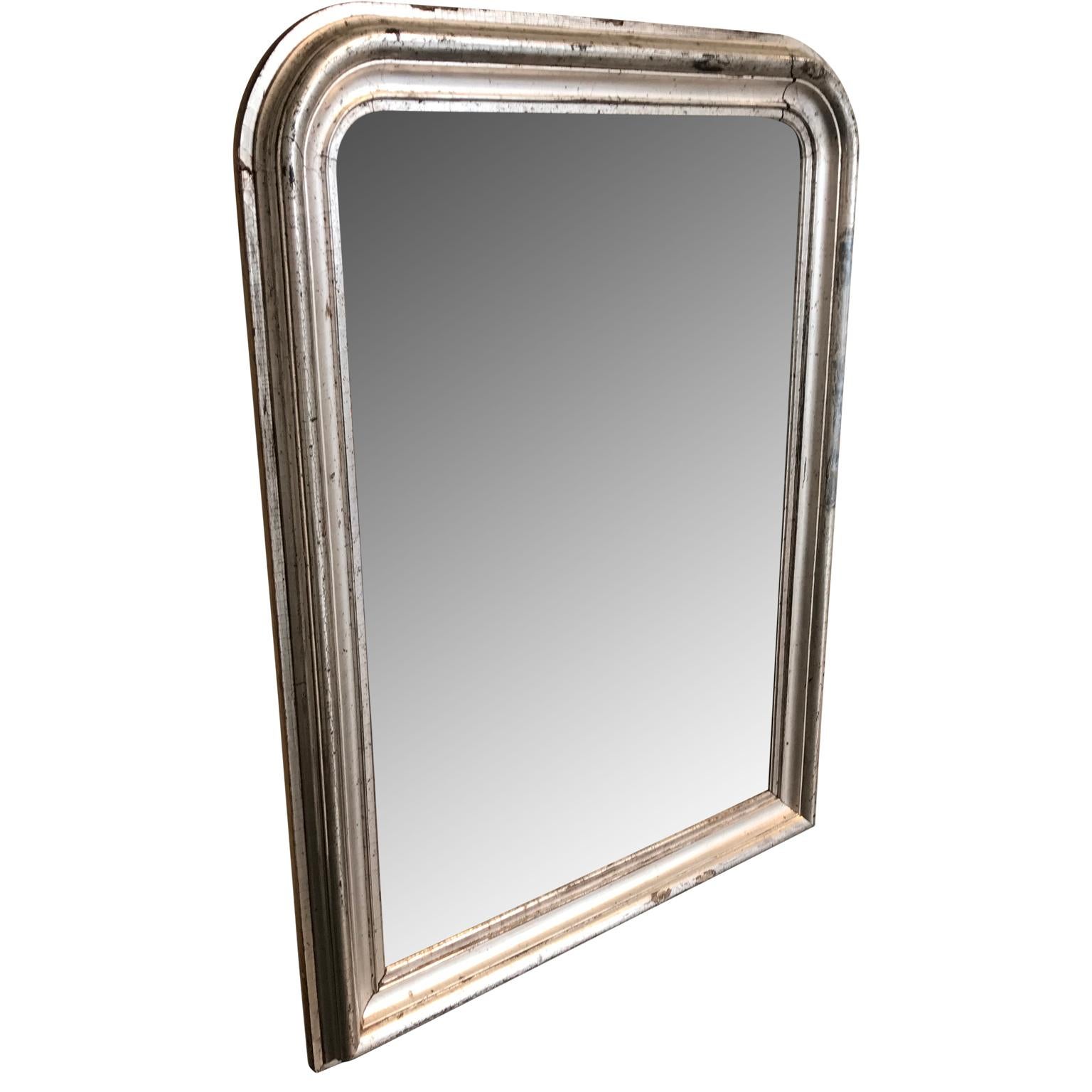 French 19th Century Silver Gilt Louis Philippe Mantel Wall Mirror