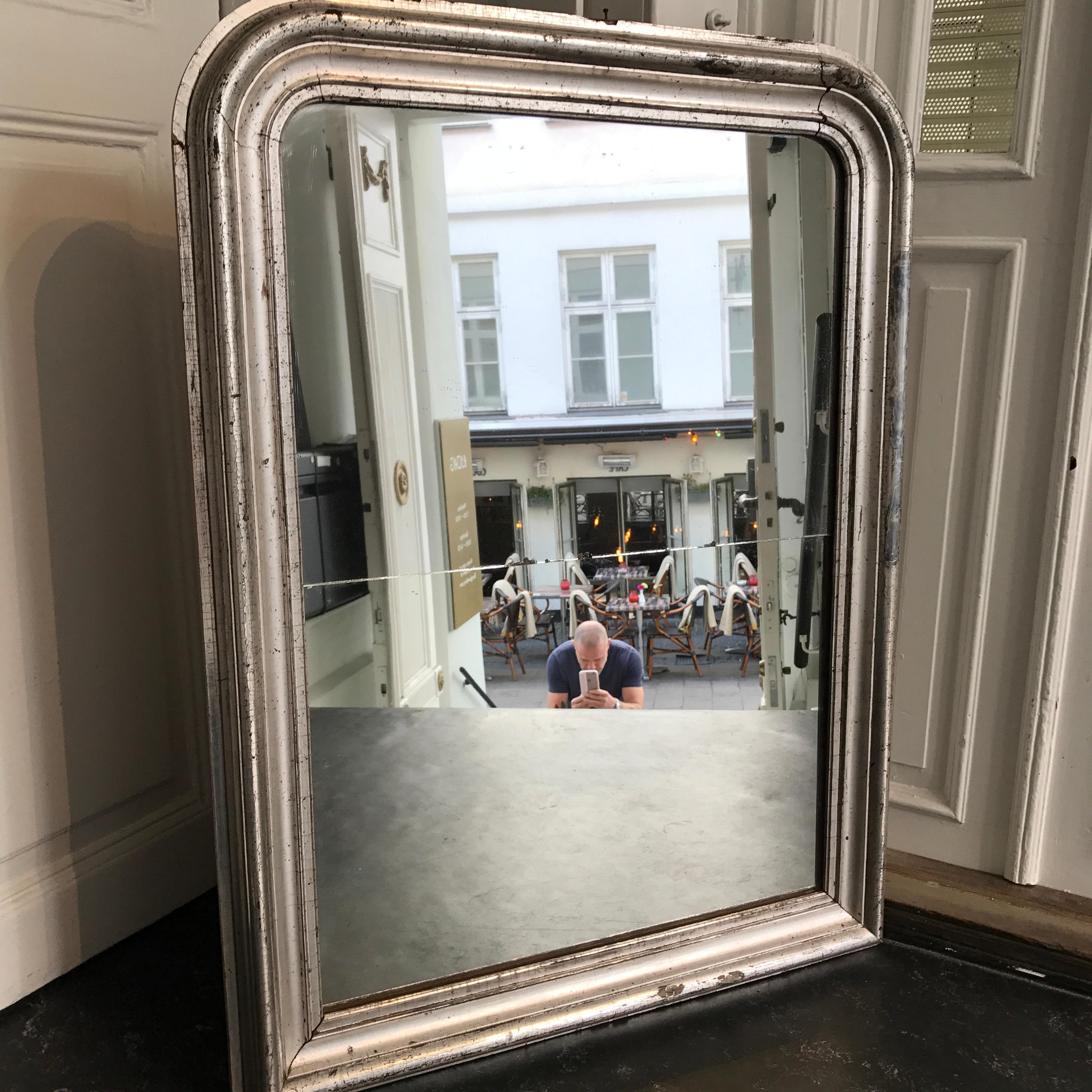19th Century Silver Gilt Louis Philippe Mantel Wall Mirror 2