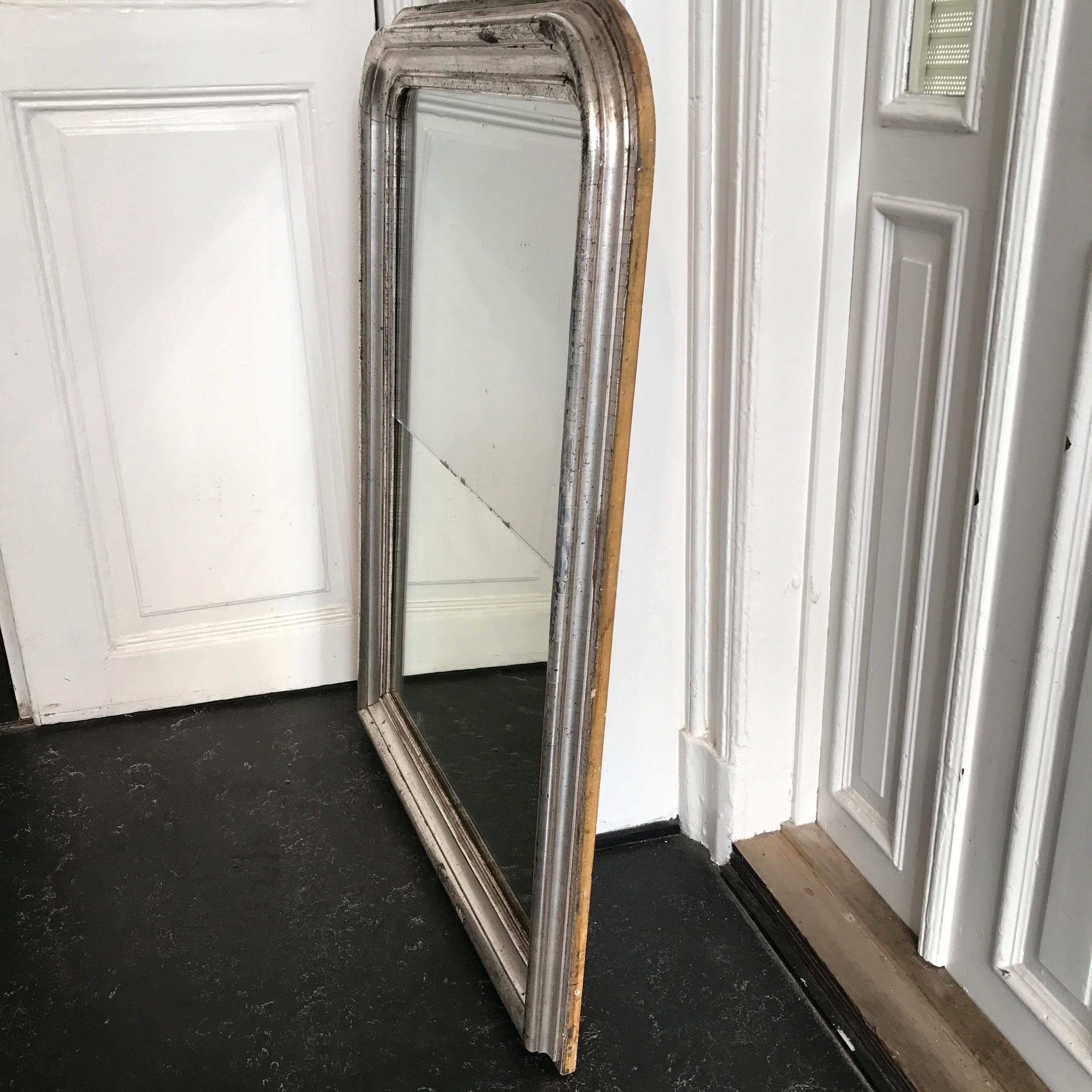 19th Century Silver Gilt Louis Philippe Mantel Wall Mirror 5