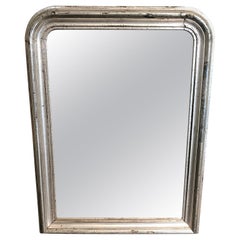 Antique 19th Century Silver Gilt Louis Philippe Mantel Wall Mirror