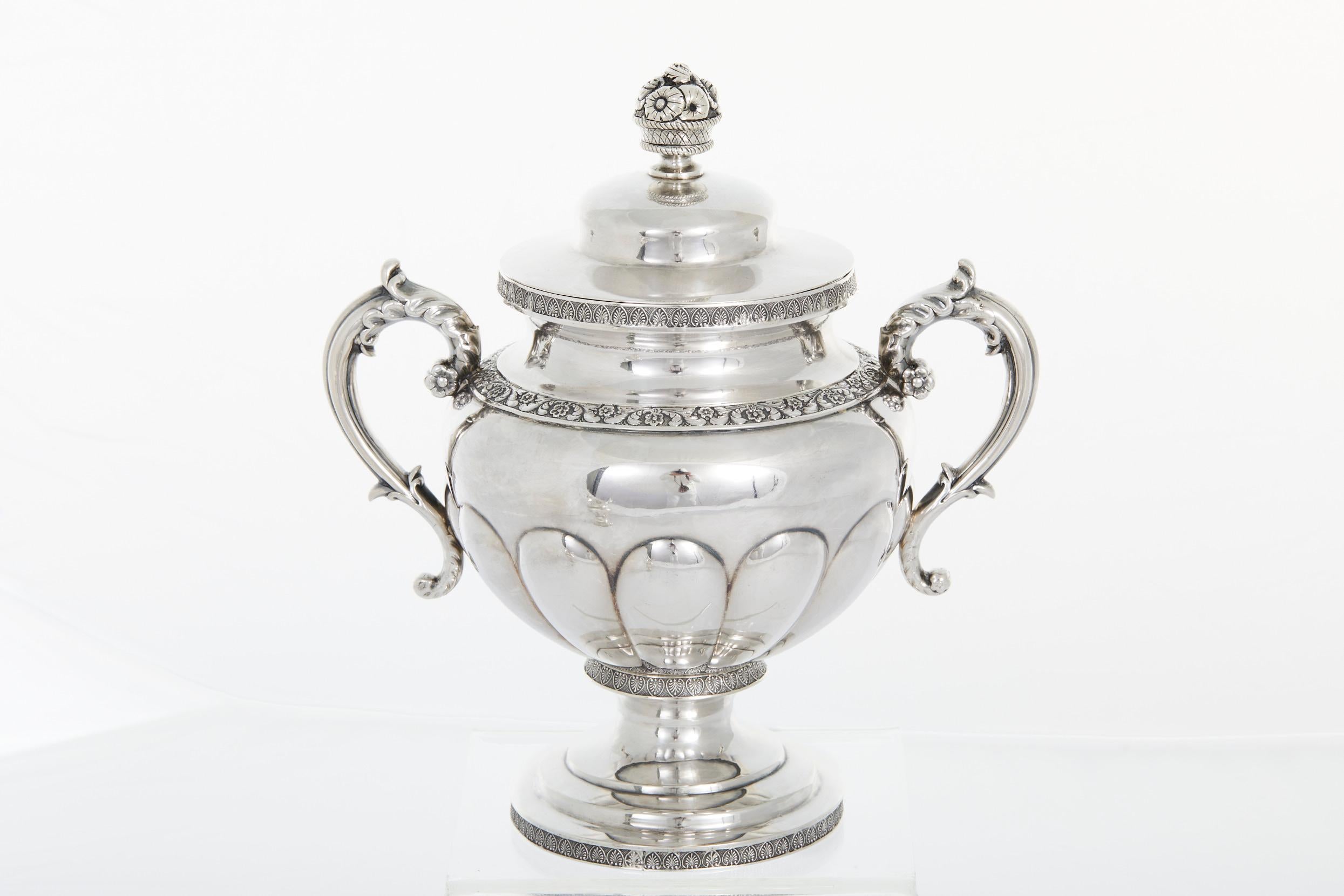 19th Century Silver Hand Wrought Tea / Coffee Service For Sale 4