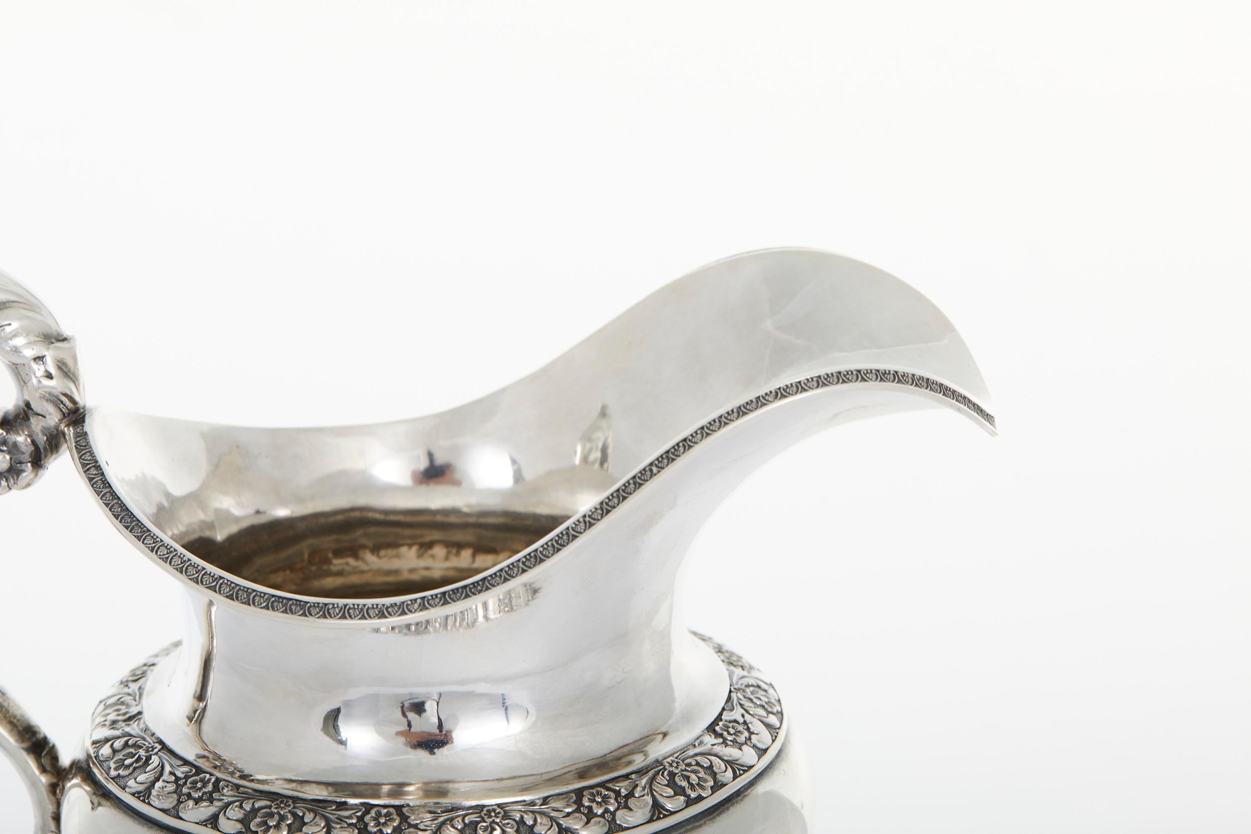 19. Jahrhundert Silbernes handgeschmiedetes Tee-/Kaffeeservice im Angebot 11