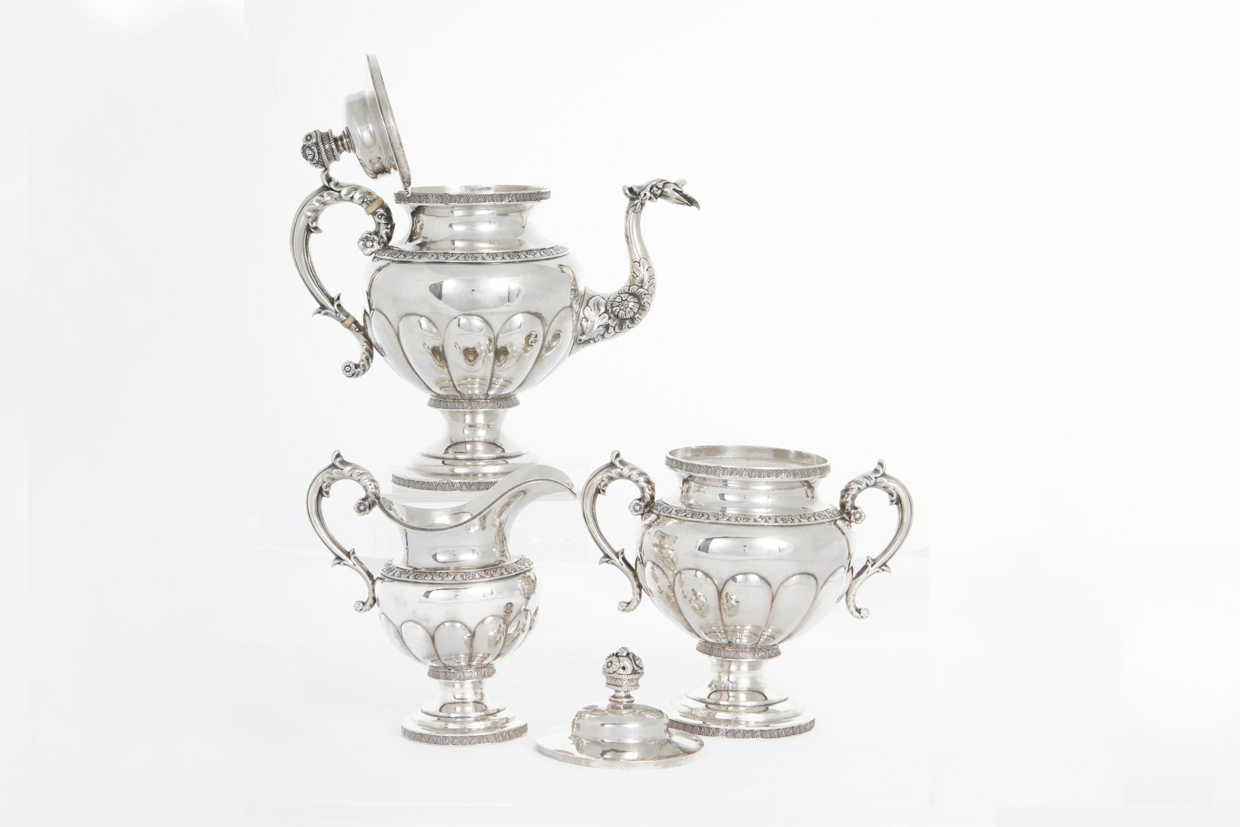 North American 19th Century Silver Hand Wrought Tea / Coffee Service For Sale