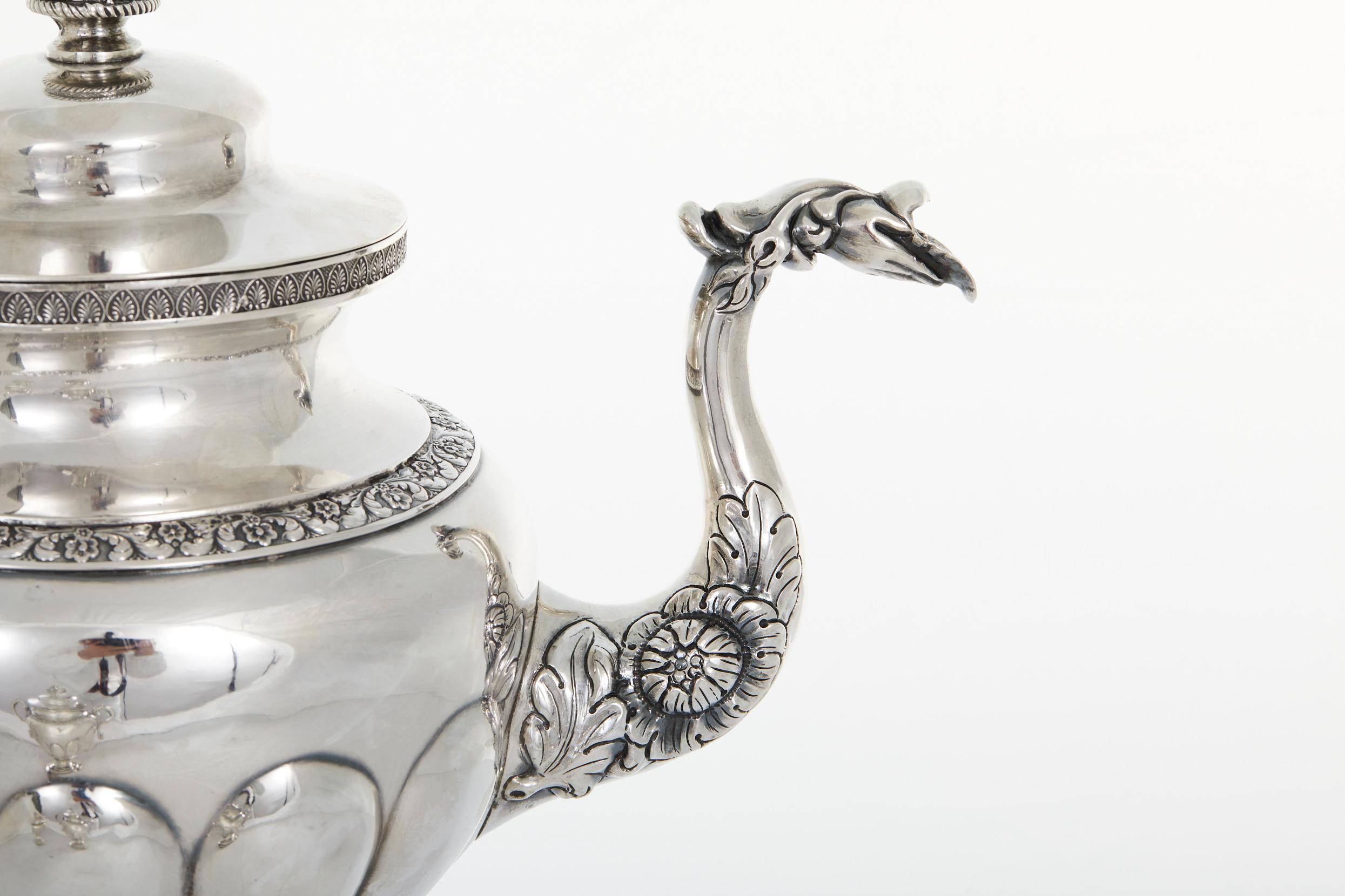 19th Century Silver Hand Wrought Tea / Coffee Service For Sale 1