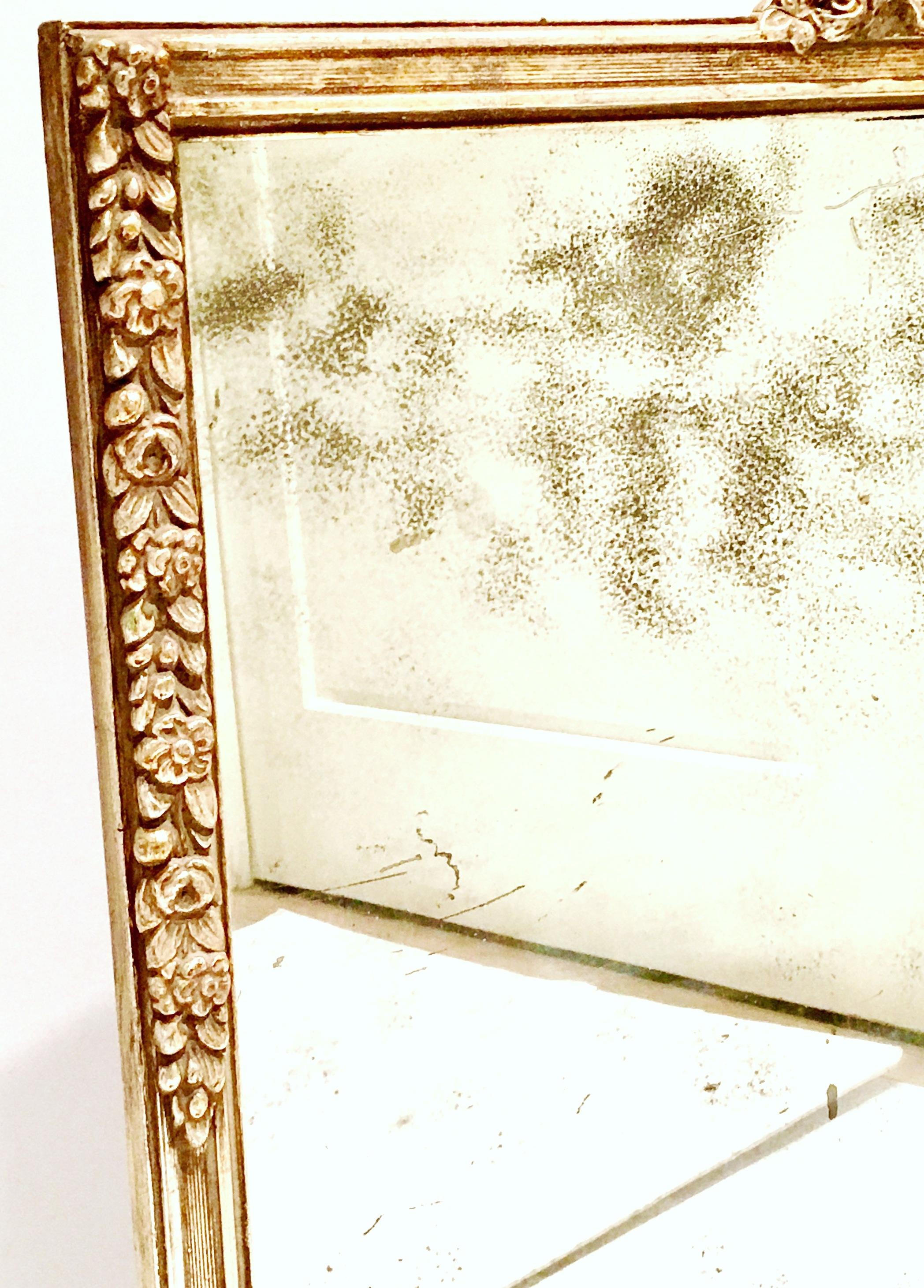 19th Century Silver Leaf Carved Louis XVI Style Antique Mirror In Good Condition For Sale In West Palm Beach, FL