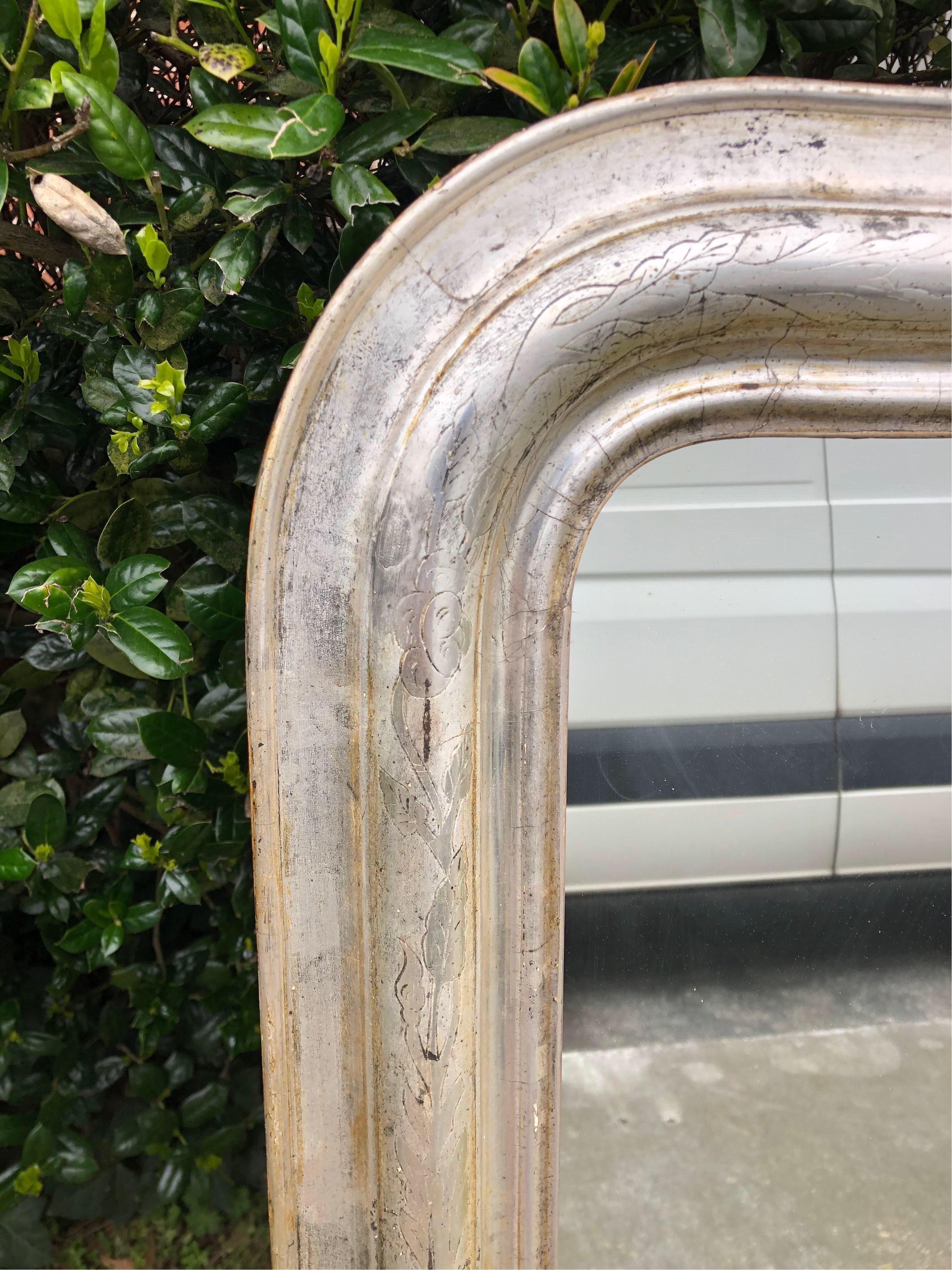 19th Century Silver Leaf Louis Philippe Mirror In Good Condition For Sale In Charleston, SC