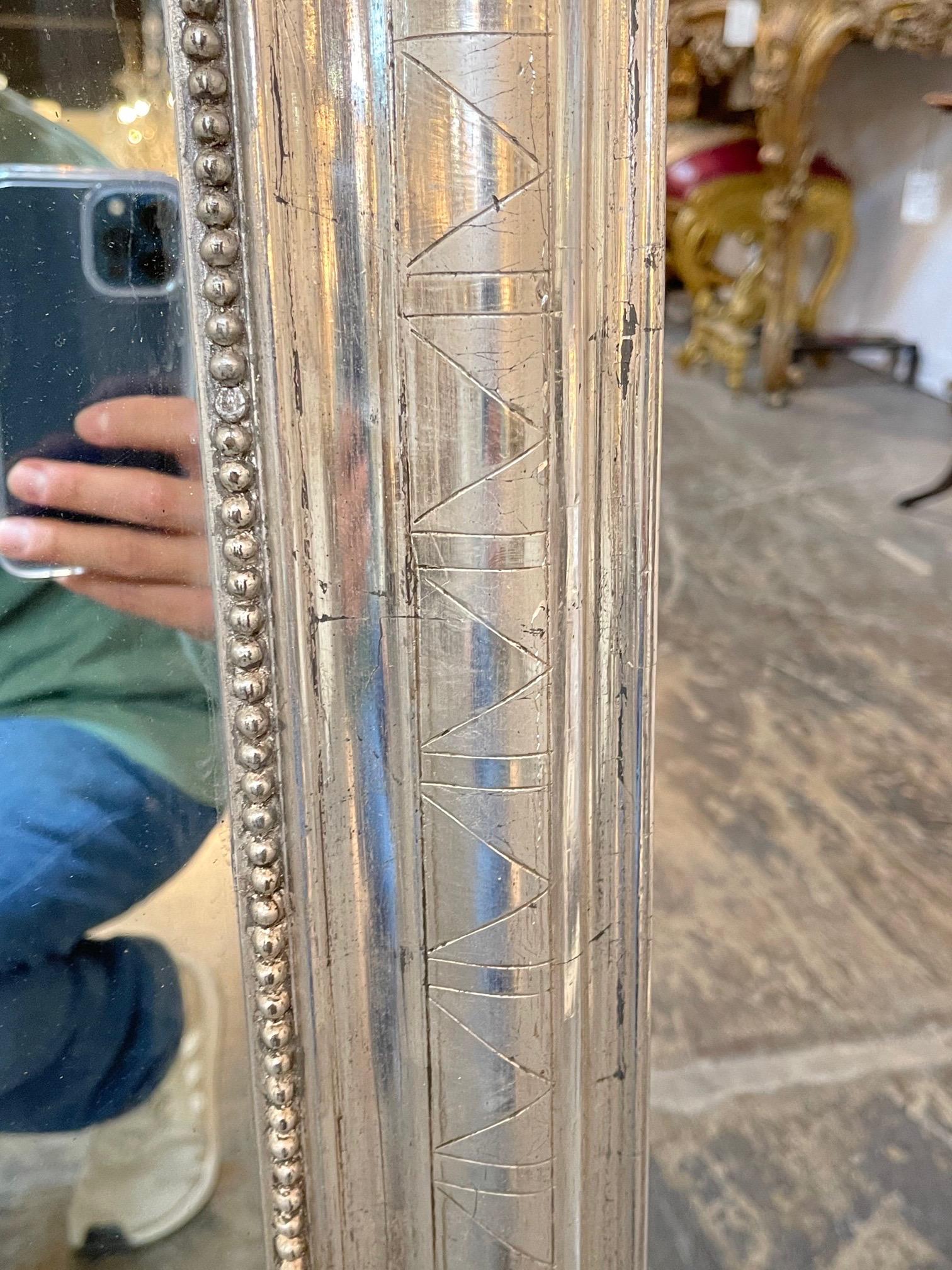 19th Century Silver Leaf Louis Philippe Mirror In Good Condition In Dallas, TX