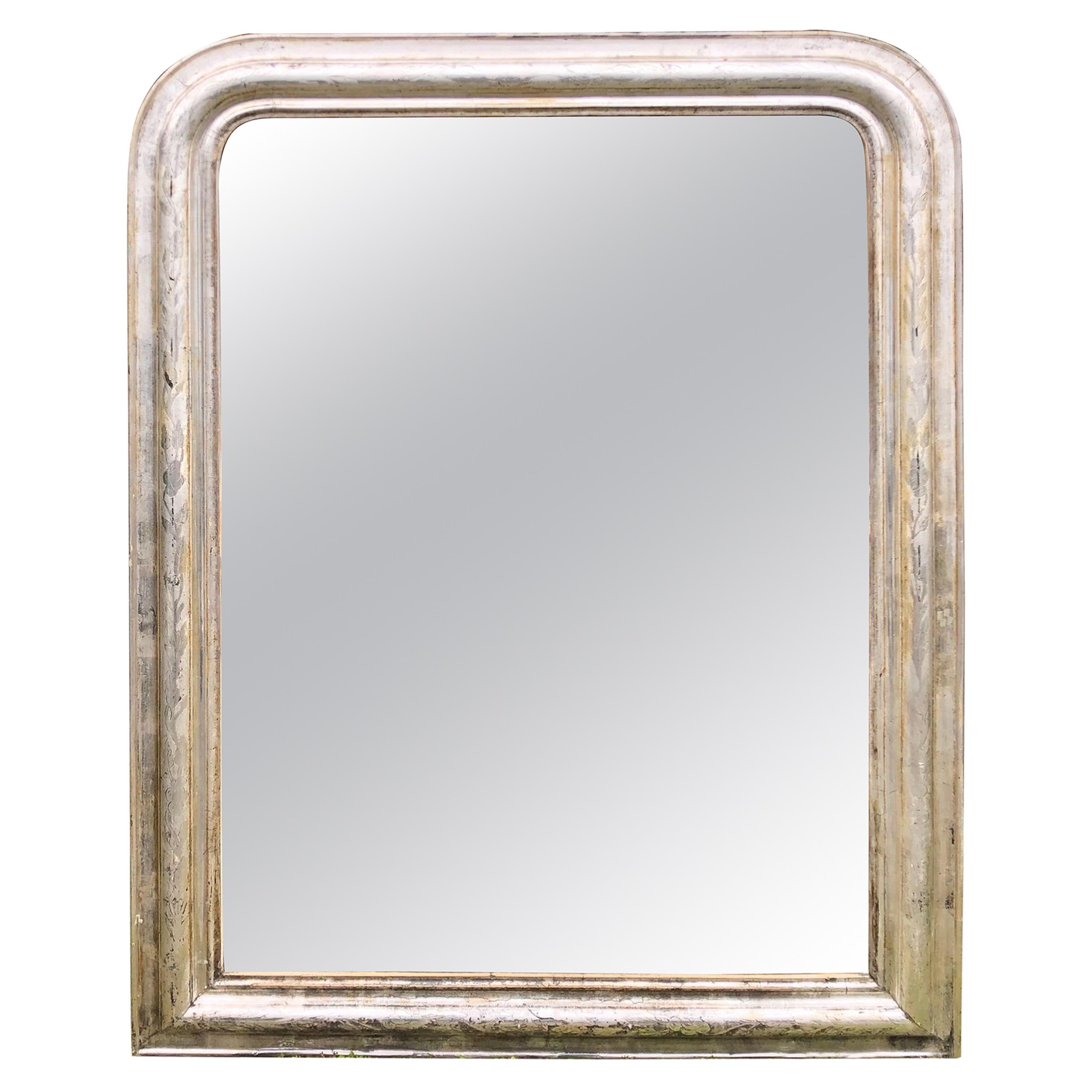 19th Century Silver Leaf Louis Philippe Mirror For Sale