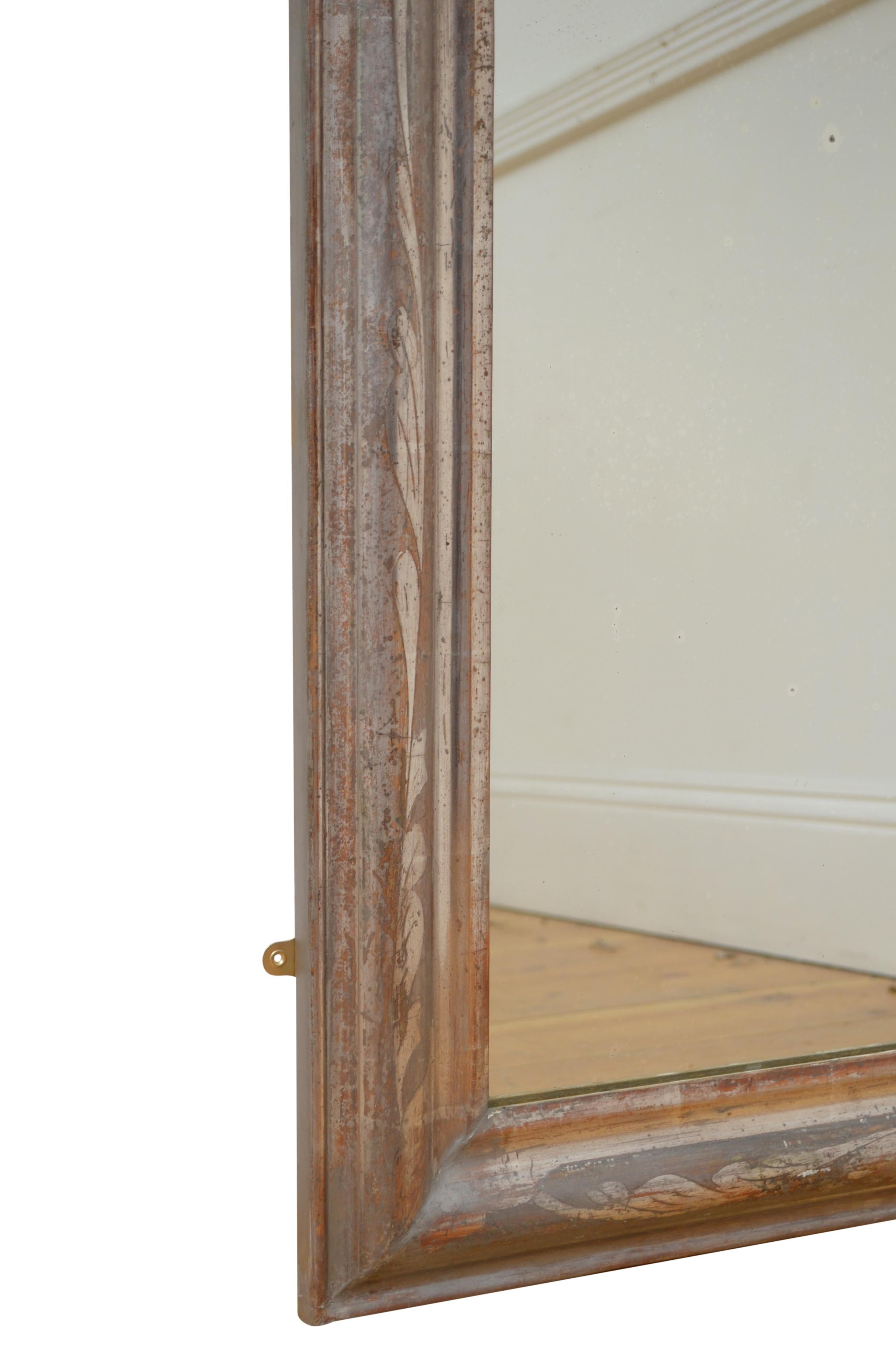Louis XV 19th Century Silver Leaf Wall Mirror For Sale