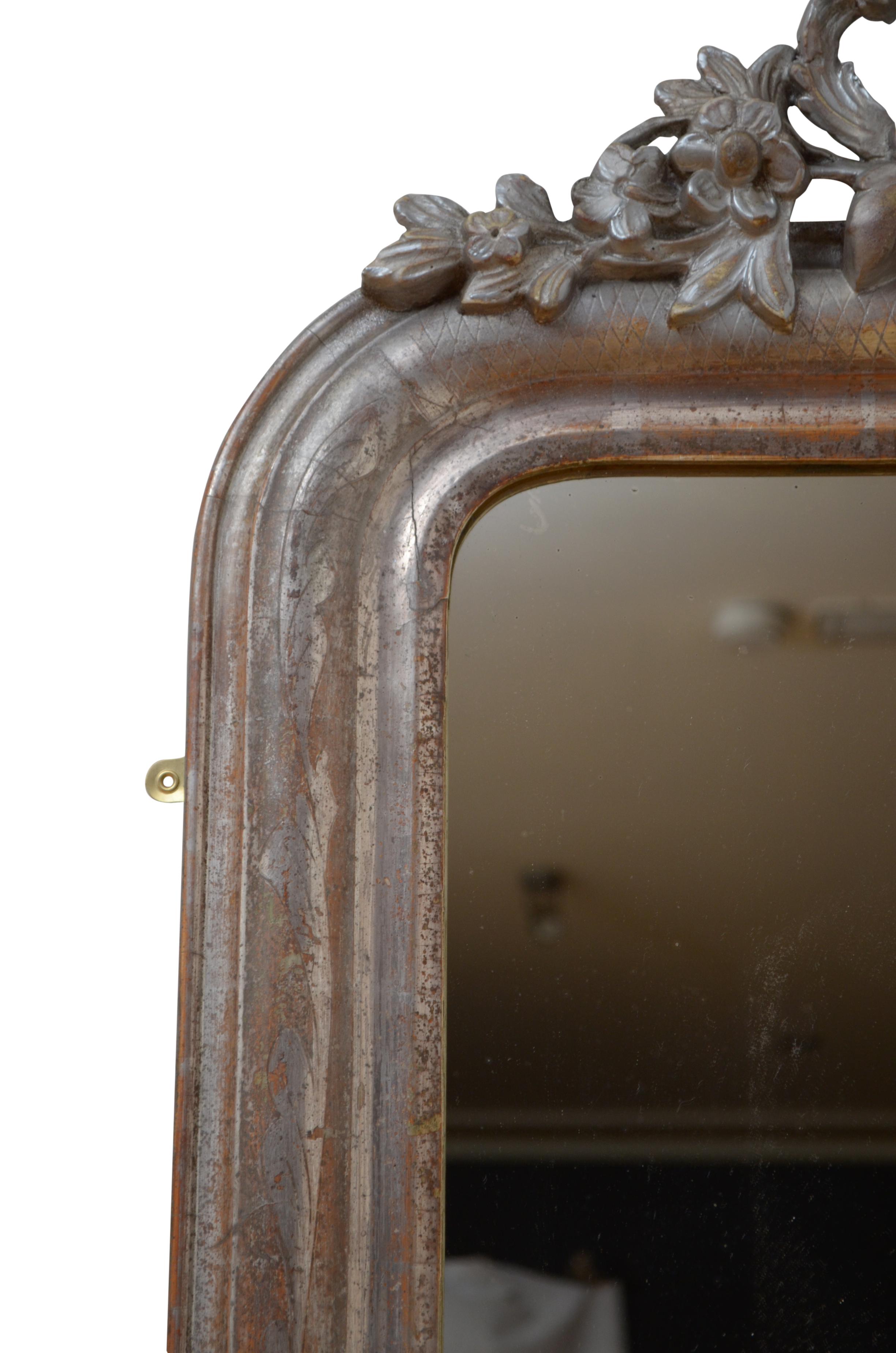 19th Century Silver Leaf Wall Mirror In Good Condition For Sale In Whaley Bridge, GB