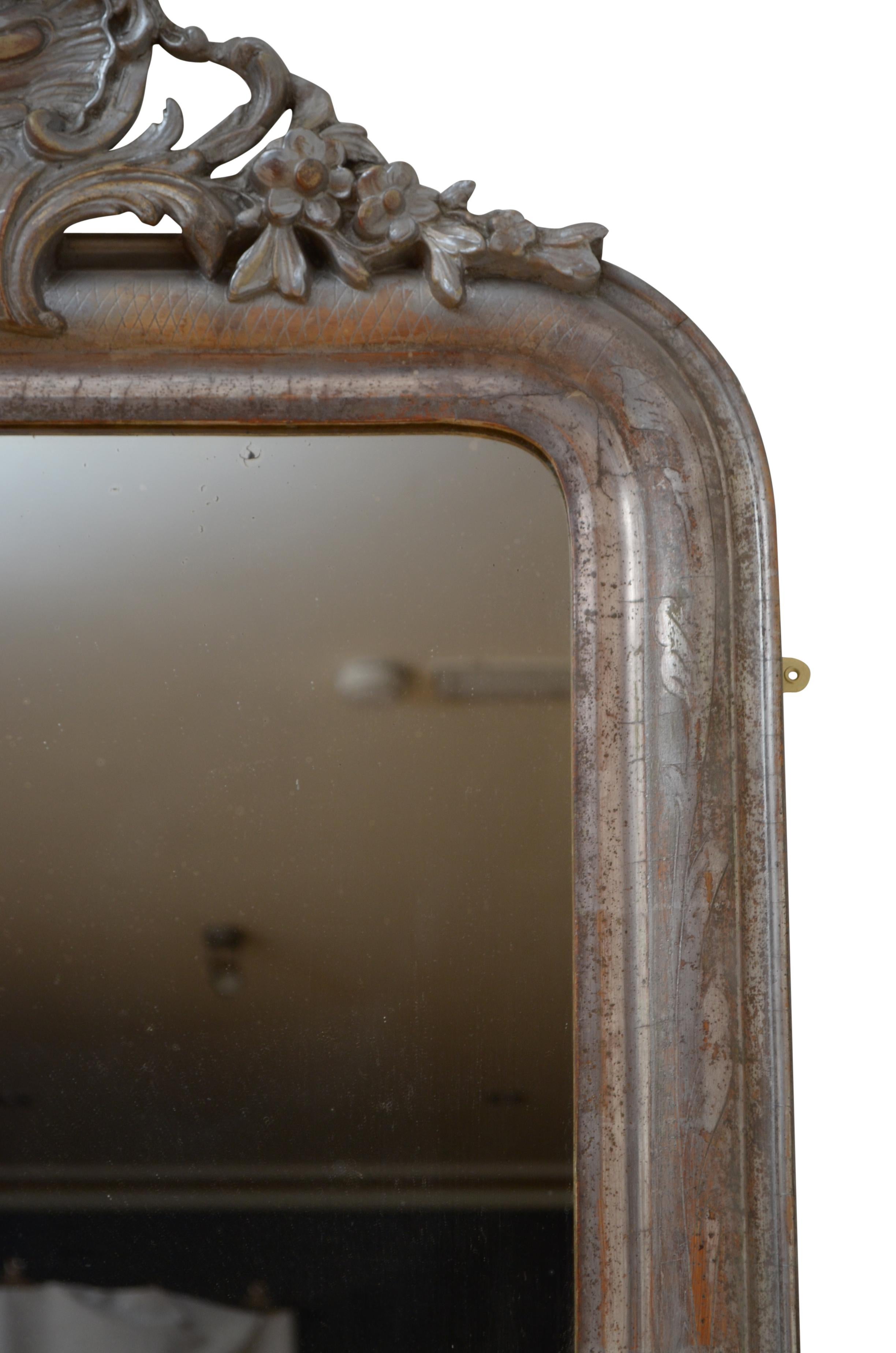 19th Century Silver Leaf Wall Mirror For Sale 3