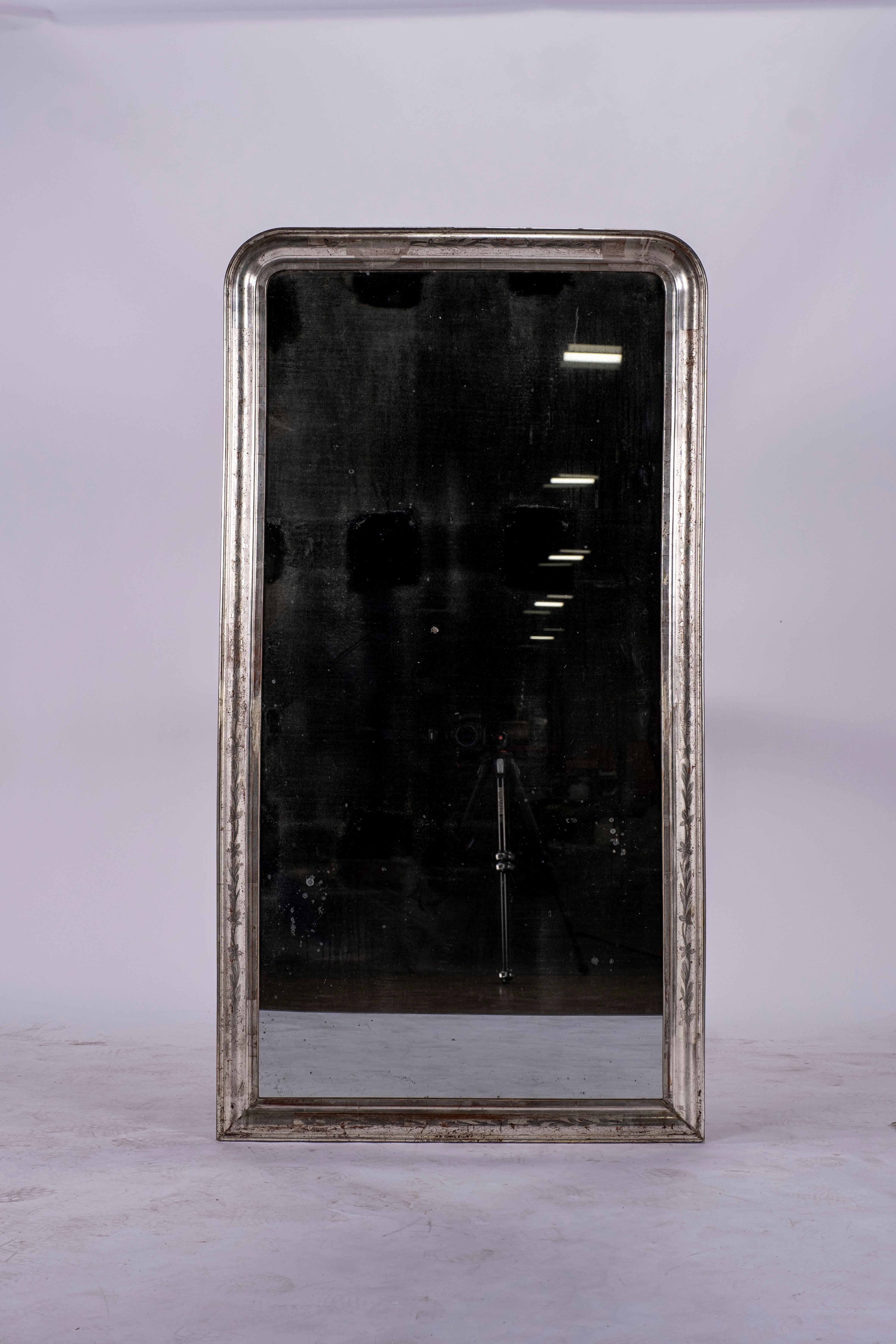 19th Century Silver Louis Philippe Mirror In Good Condition For Sale In Houston, TX