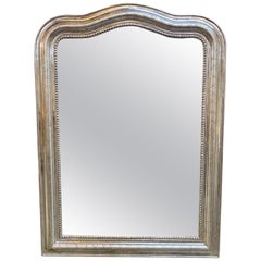 19th Century Silver Louis Philippe Mirror with Arched Top