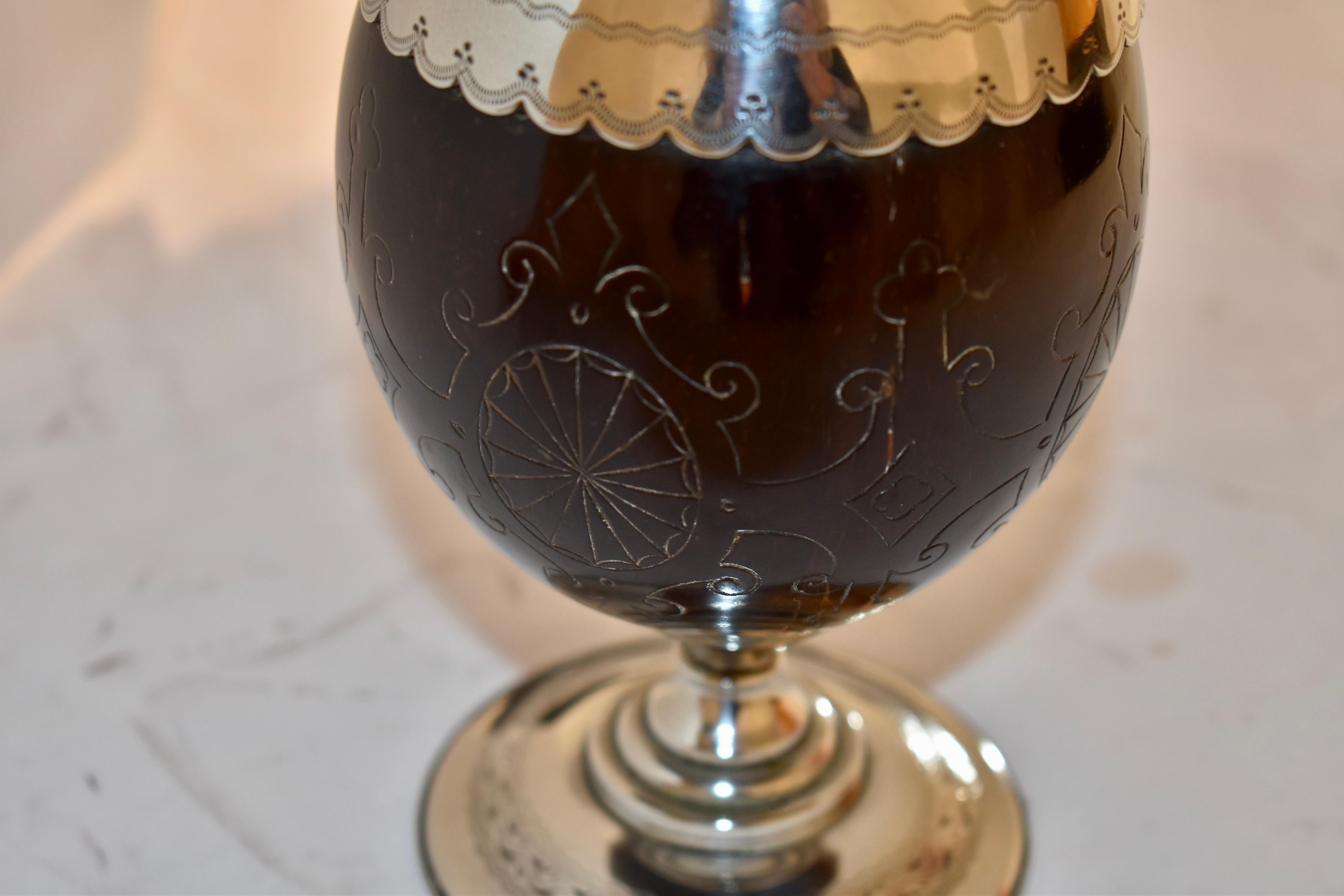 19th Century Silver Mounted Coconut Cup For Sale 6