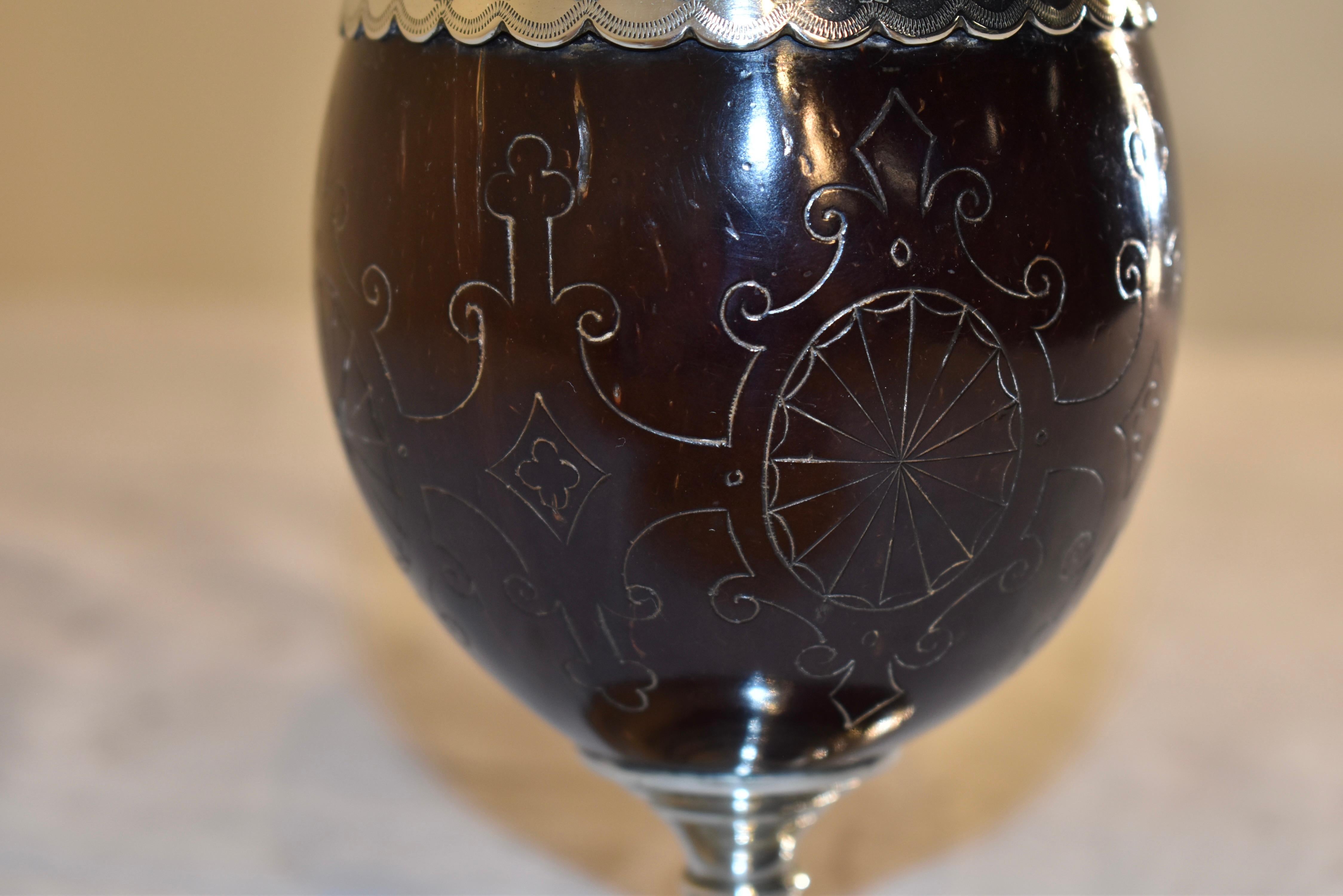 Georgian 19th Century Silver Mounted Coconut Cup For Sale