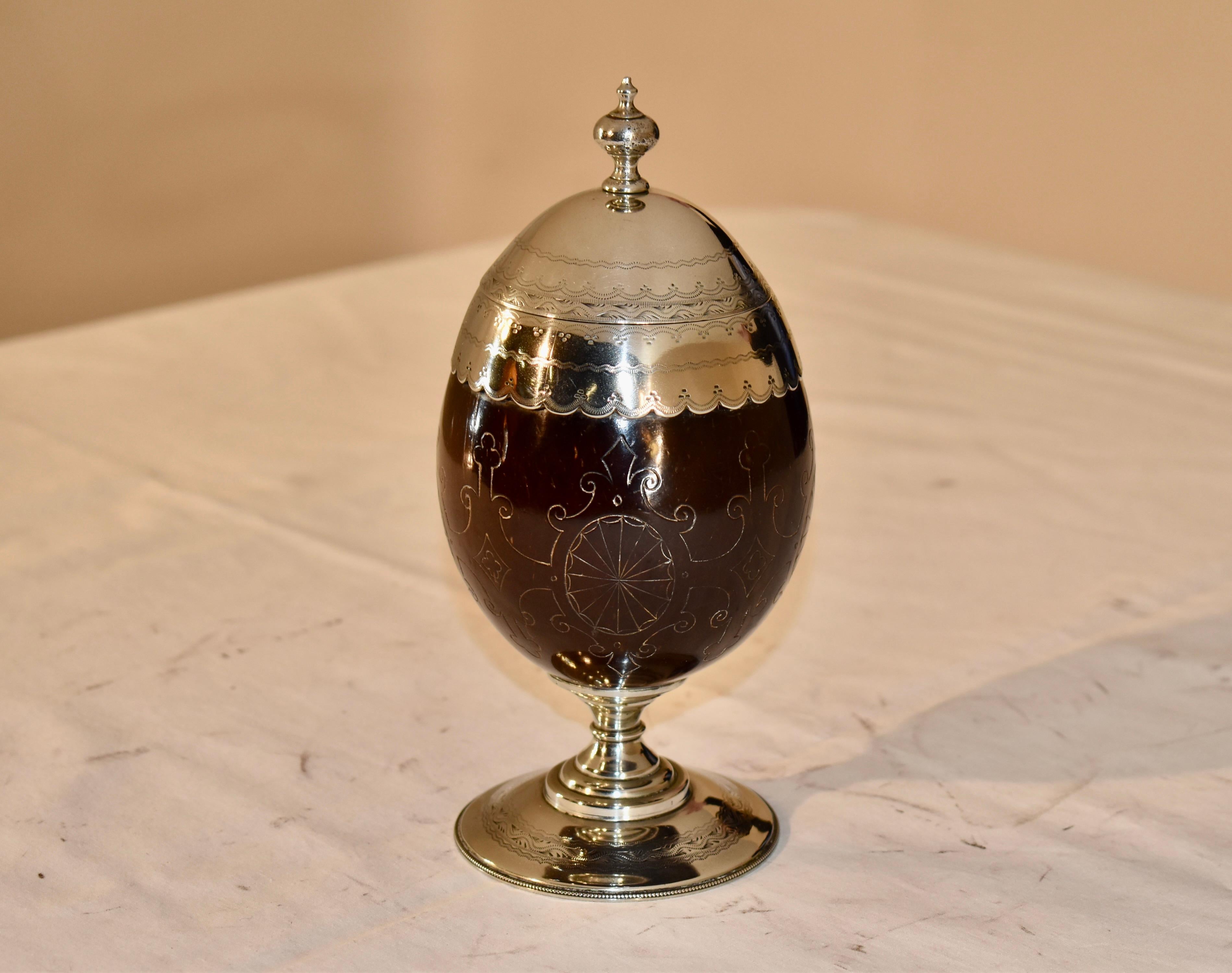 19th Century Silver Mounted Coconut Cup In Good Condition For Sale In High Point, NC