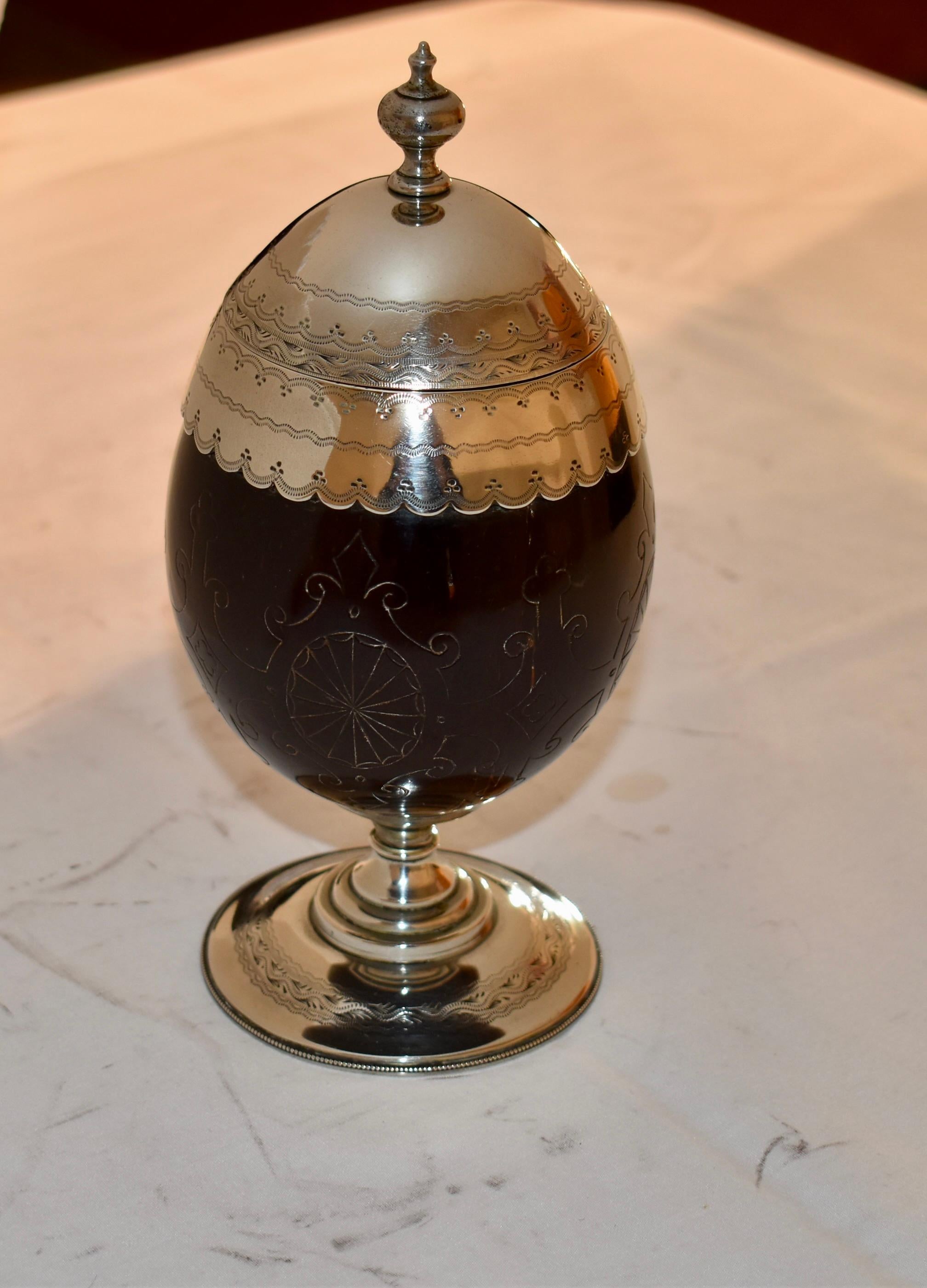 19th Century Silver Mounted Coconut Cup For Sale 3