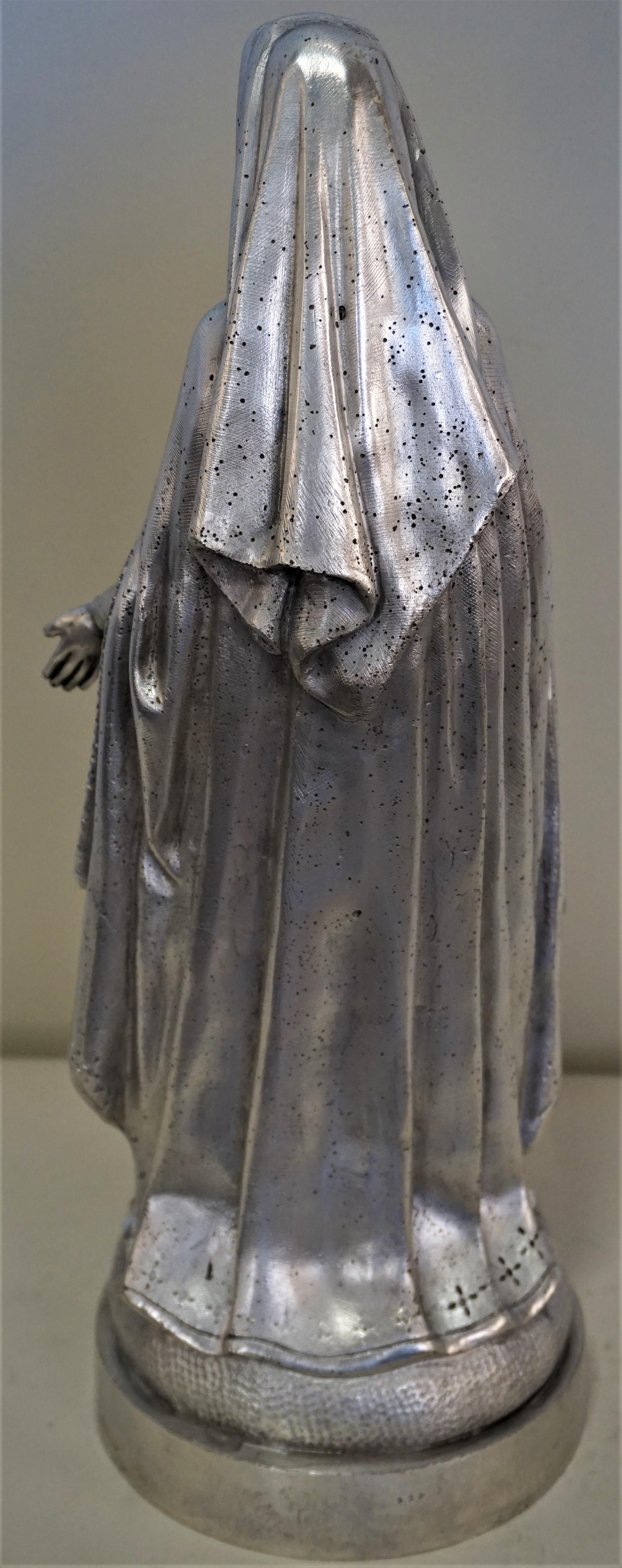 19th Century Silver on Bronze Madonna In Good Condition In Fairfax, VA