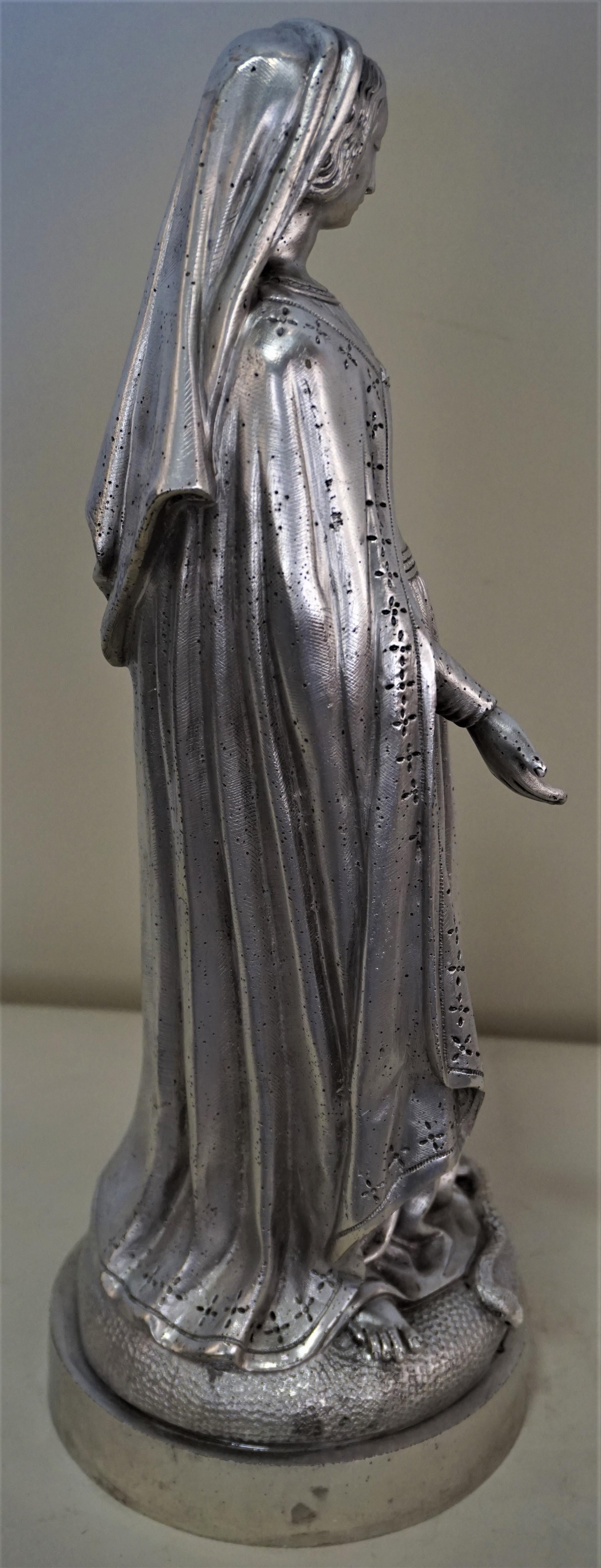 19th Century Silver on Bronze Madonna 1