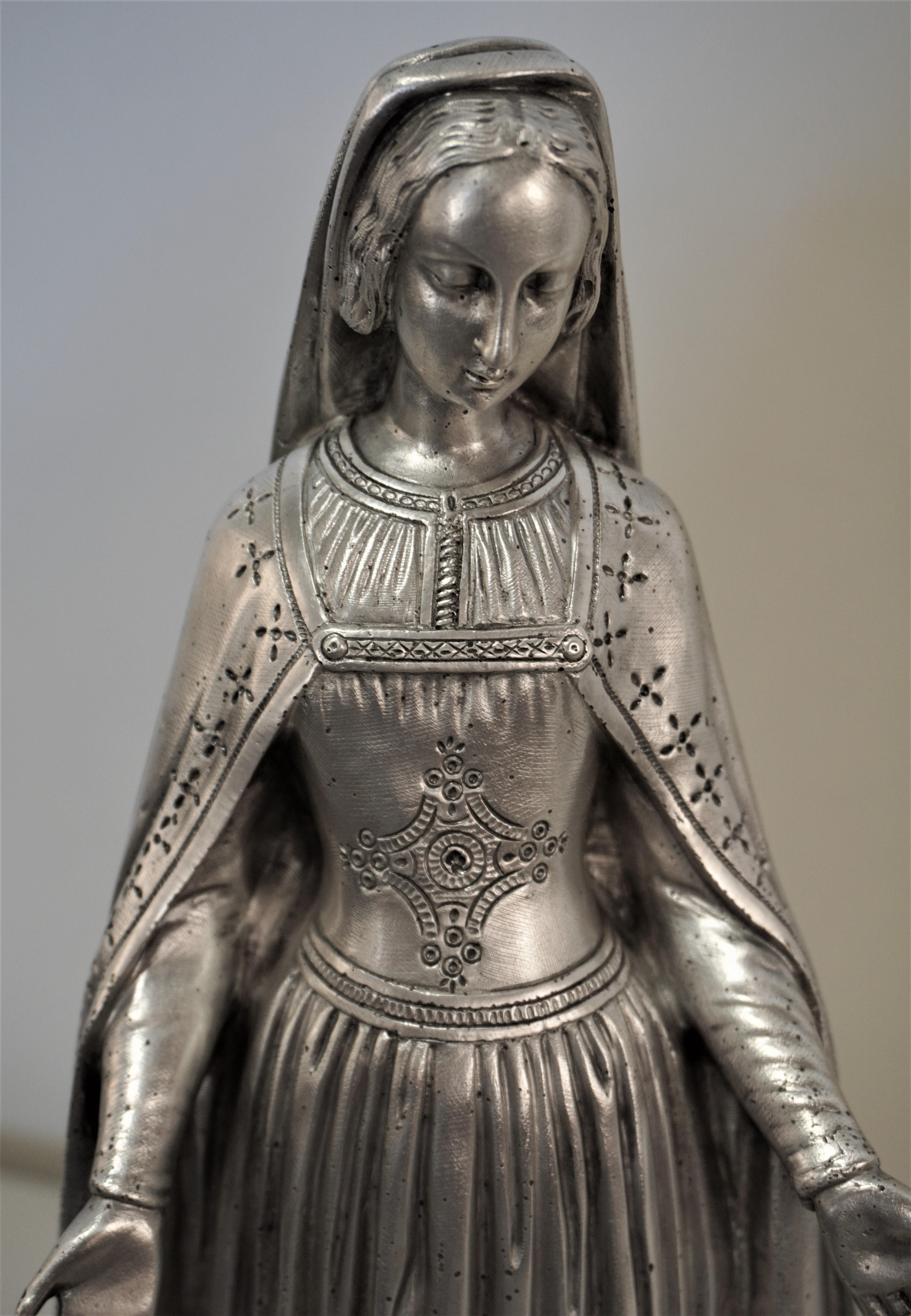 19th Century Silver on Bronze Madonna 3