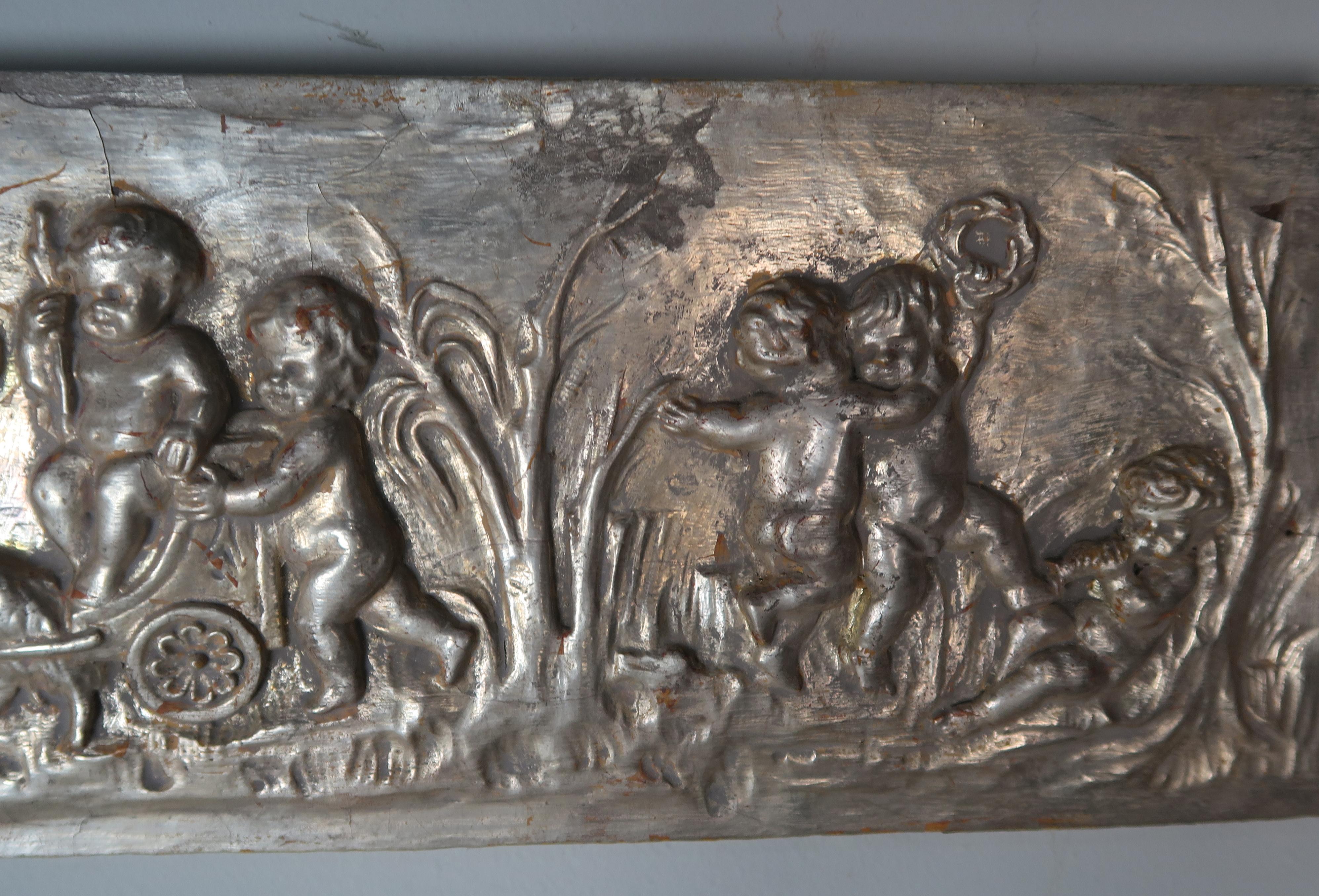 Rococo 19th Century Silver Panel with Cherubs