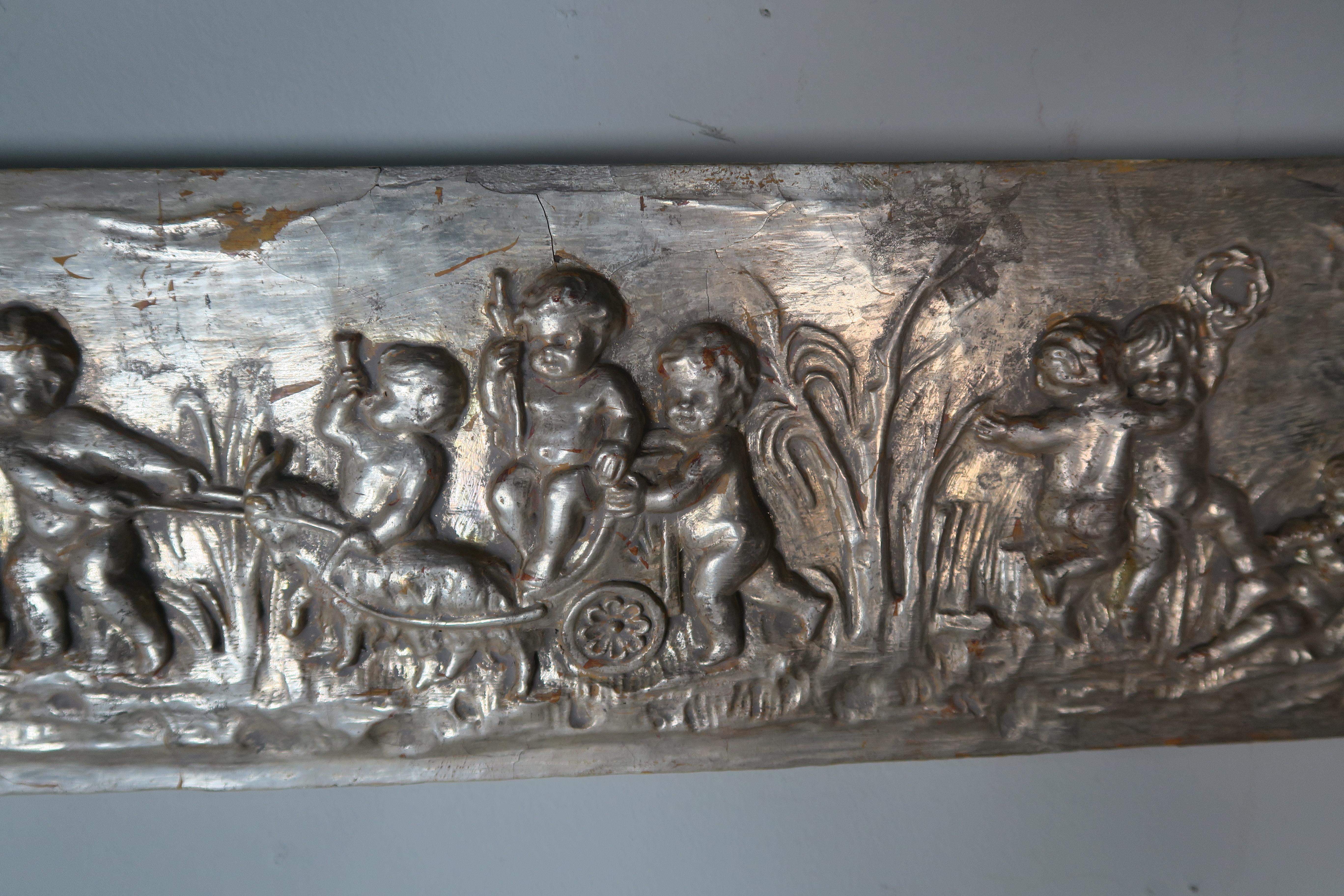 Italian 19th Century Silver Panel with Cherubs