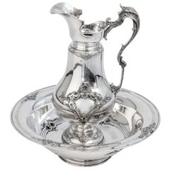 19th Century Silver Pitcher and Bowl