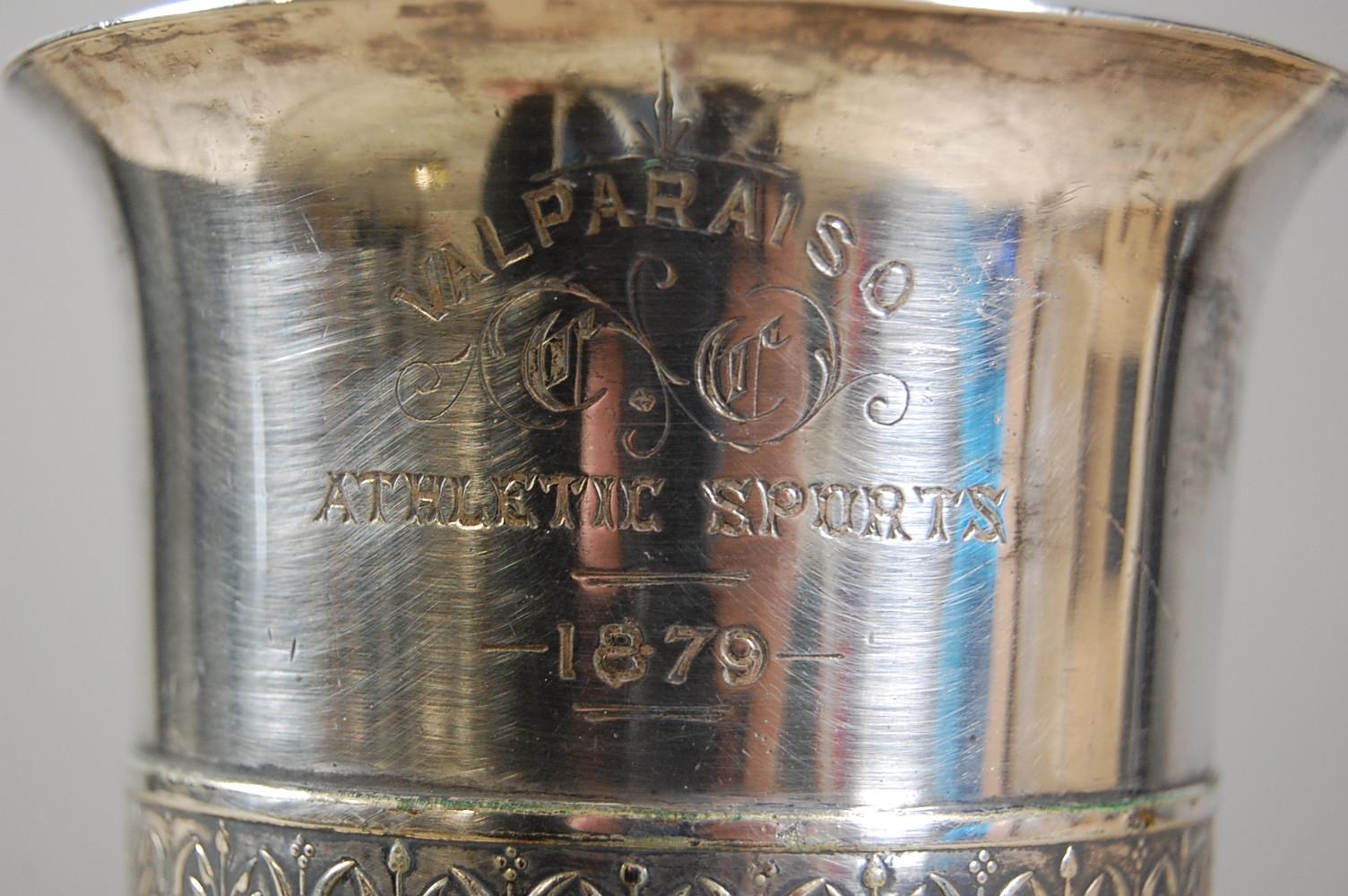 19th Century Silver Plate Athletic Trophy Valparaiso 4