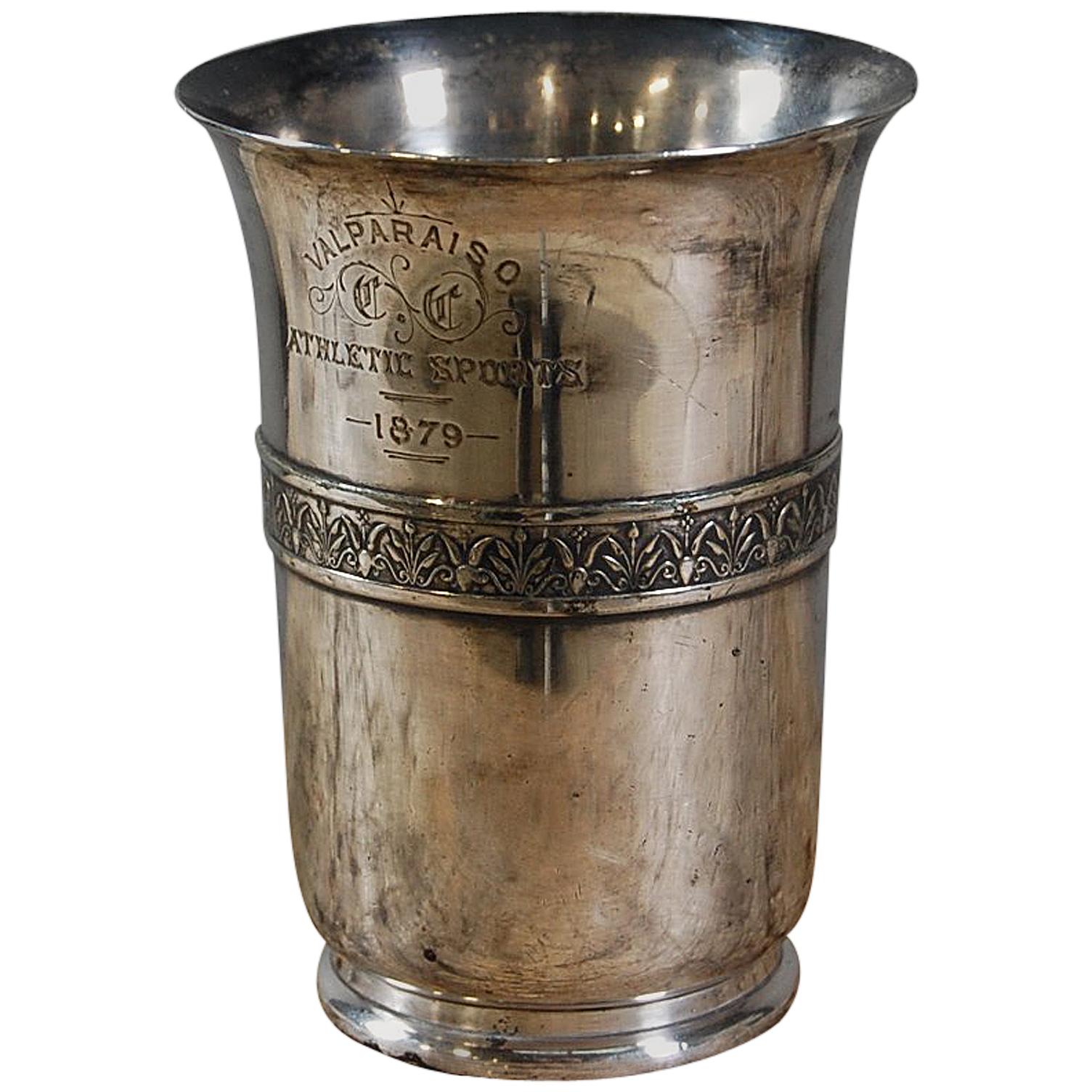19th Century Silver Plate Athletic Trophy Valparaiso