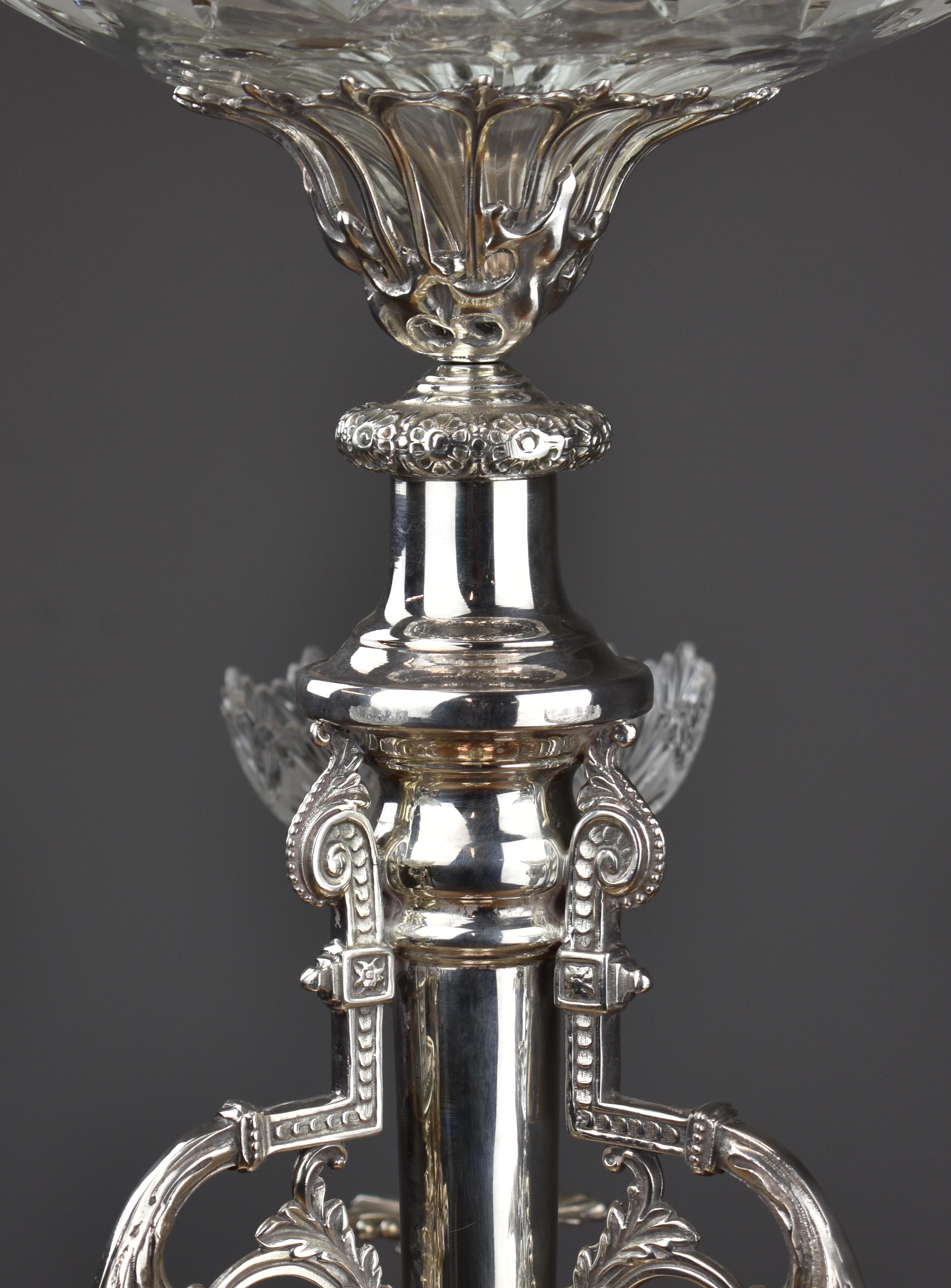 Victorian 19th Century Silver Plate Golfing Candelabra Trophy / Centre Piece For Sale