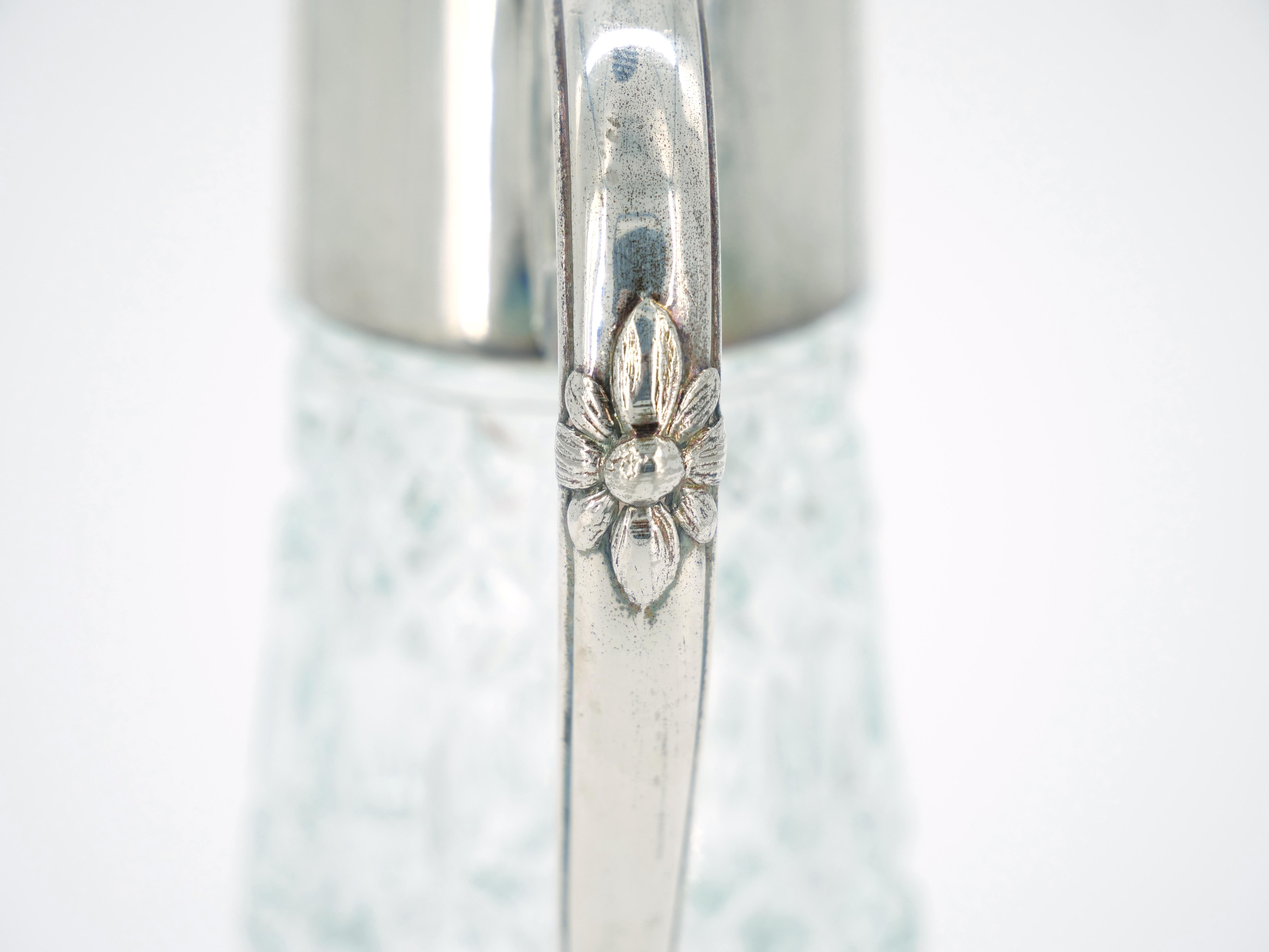 19. Jahrhundert Silber Platte halten Top / geschliffenes Glas Claret Krug / servieren Krug im Angebot 5
