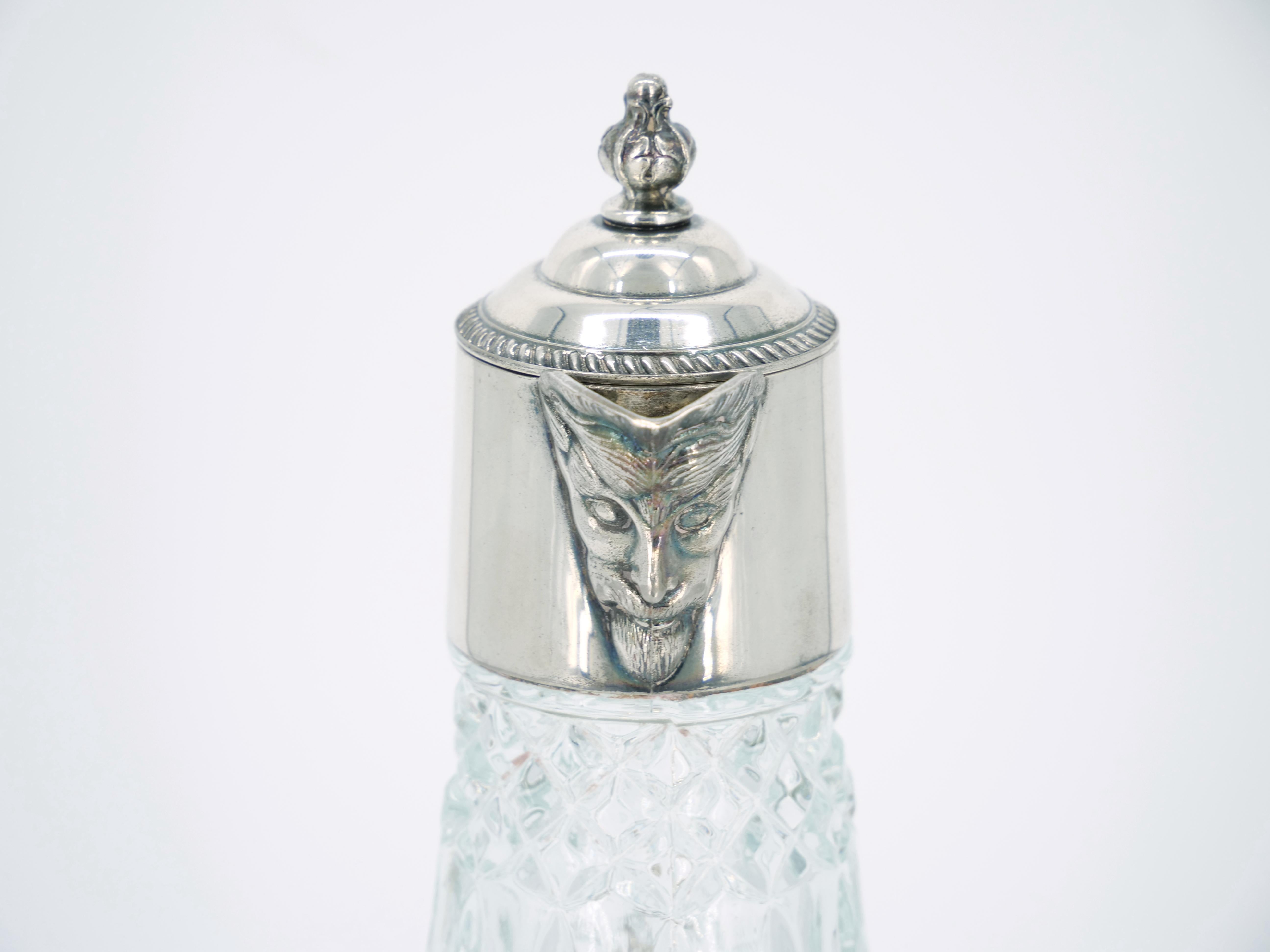 19. Jahrhundert Silber Platte halten Top / geschliffenes Glas Claret Krug / servieren Krug im Angebot 3