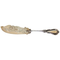 19th Century Silver Plate "Lily" Pattern Hand Engraved Fish or Dessert Slice