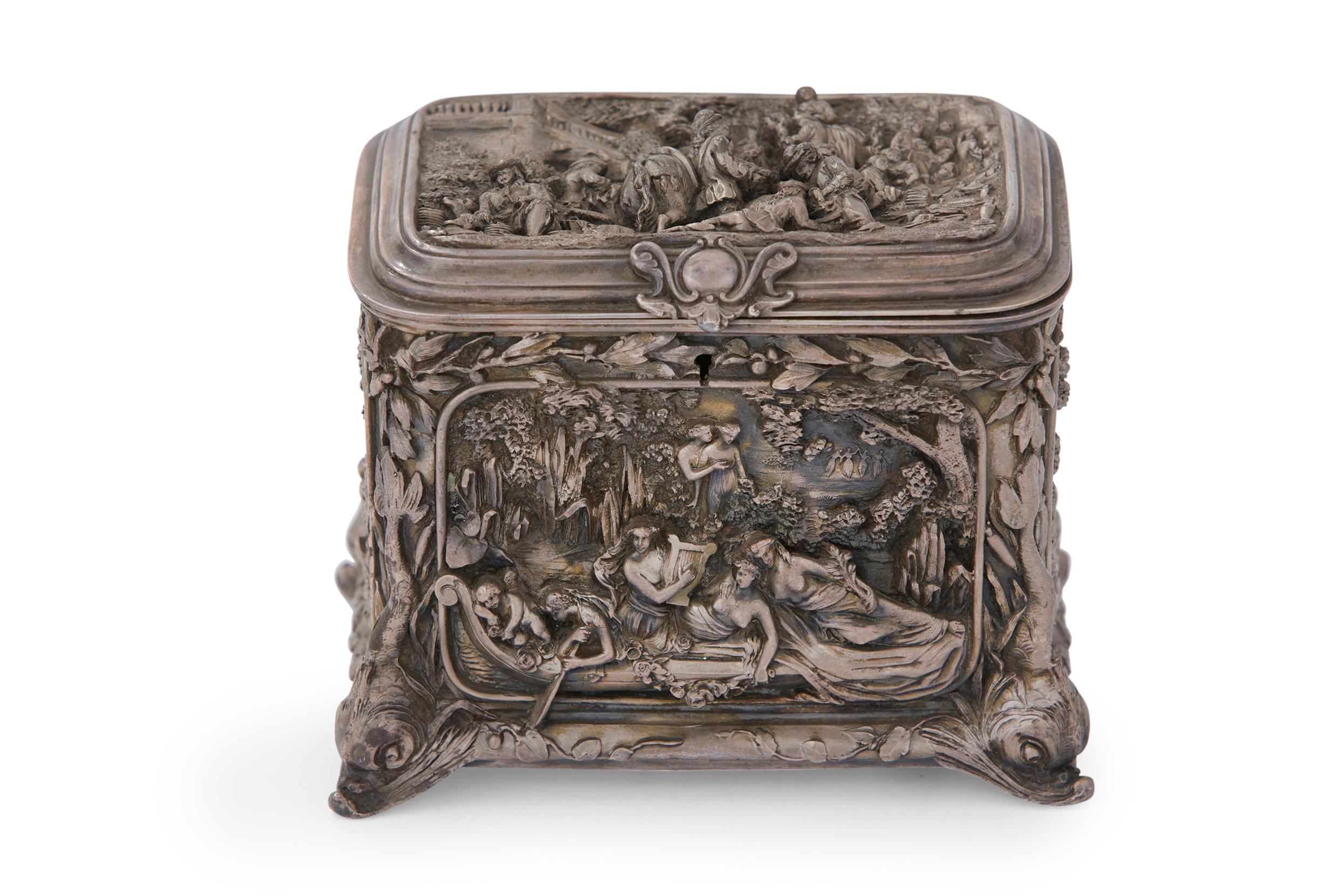 19th Century Silver Plate Repousse Covered Box 8