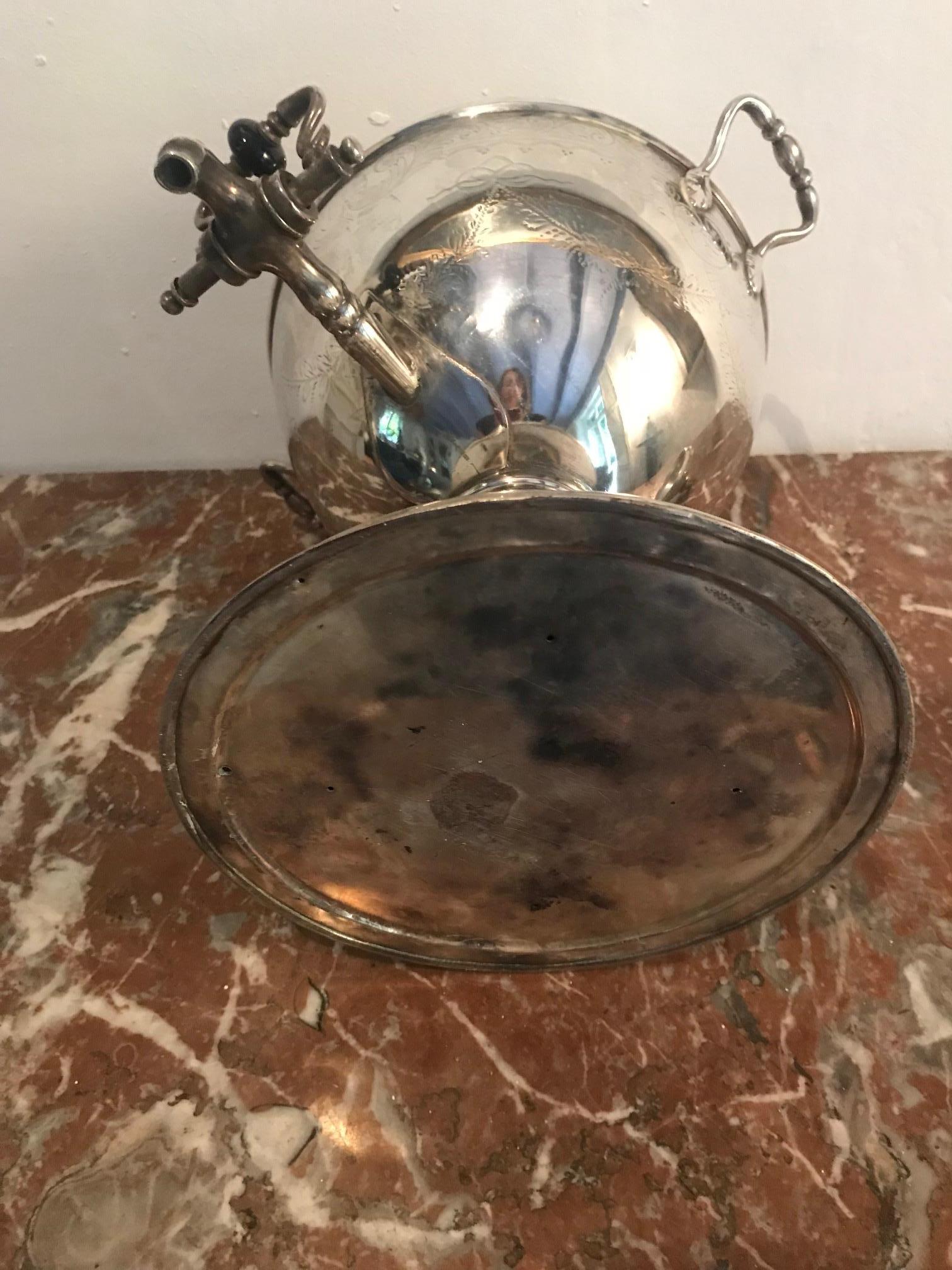 19th Century Silver Plate Samovar Tea Urn For Sale 1