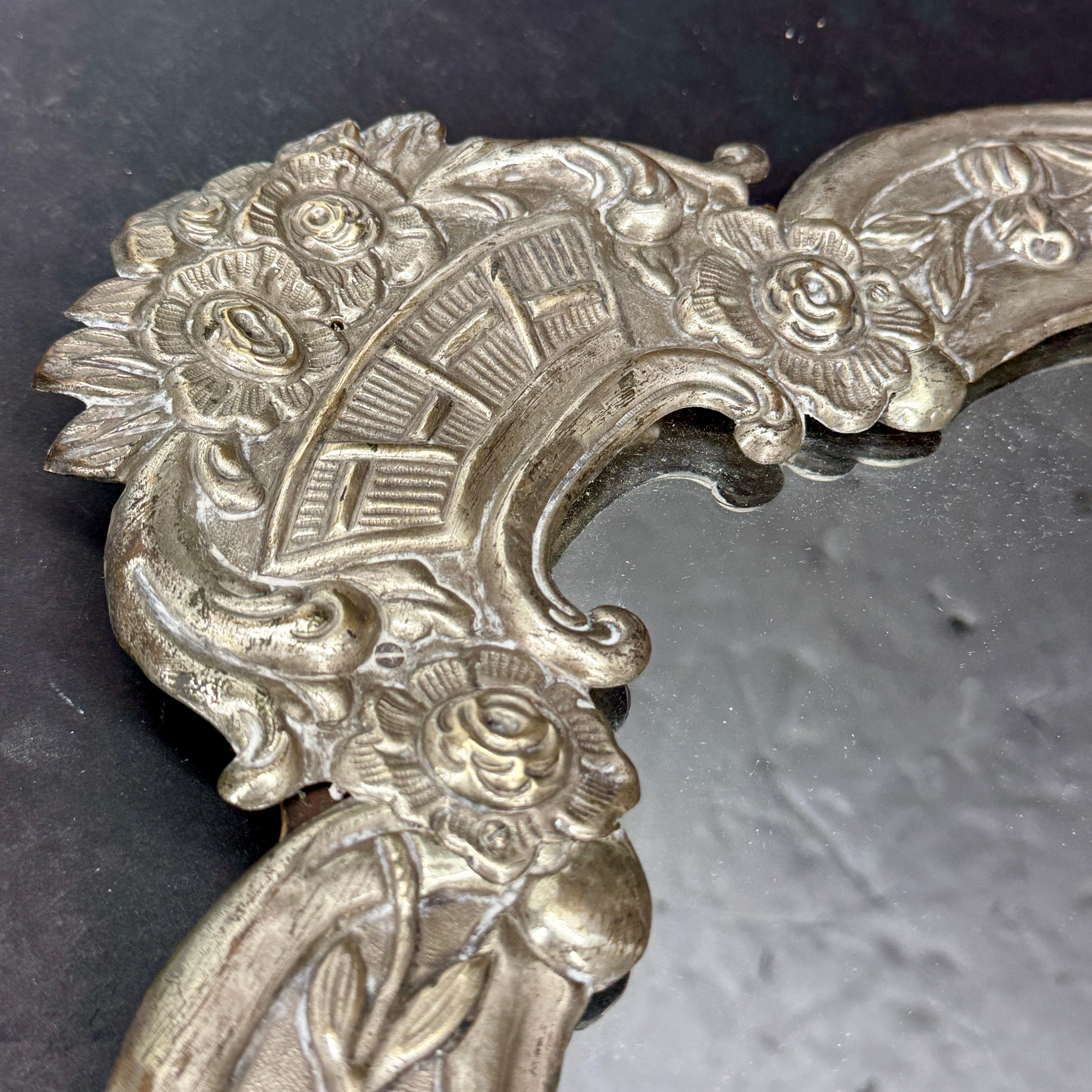 19th Century Silver Plate Tableau Mirrored Tabletop Tray For Sale 4