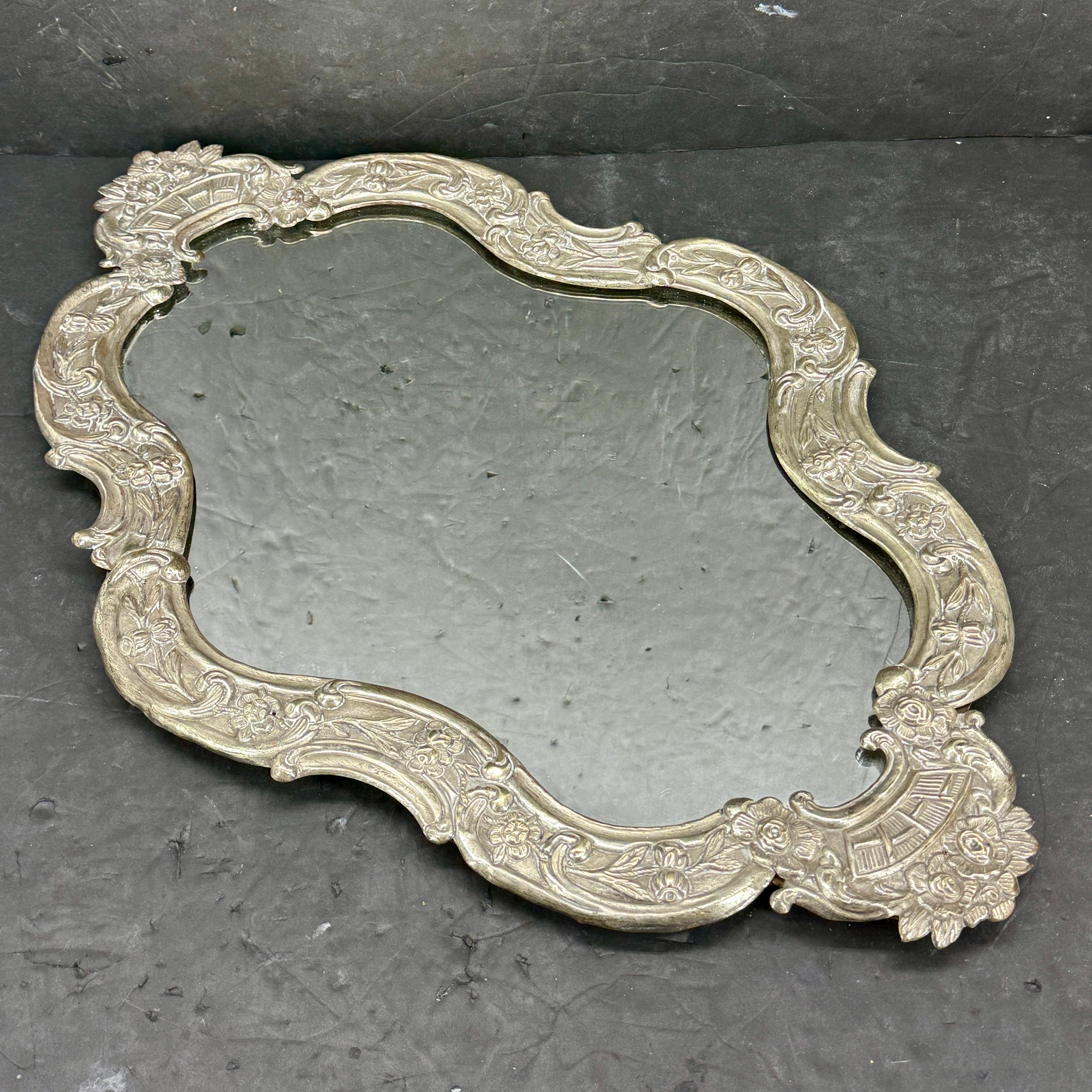 19th Century Silver Plate Tableau Mirrored Tabletop Tray For Sale 8