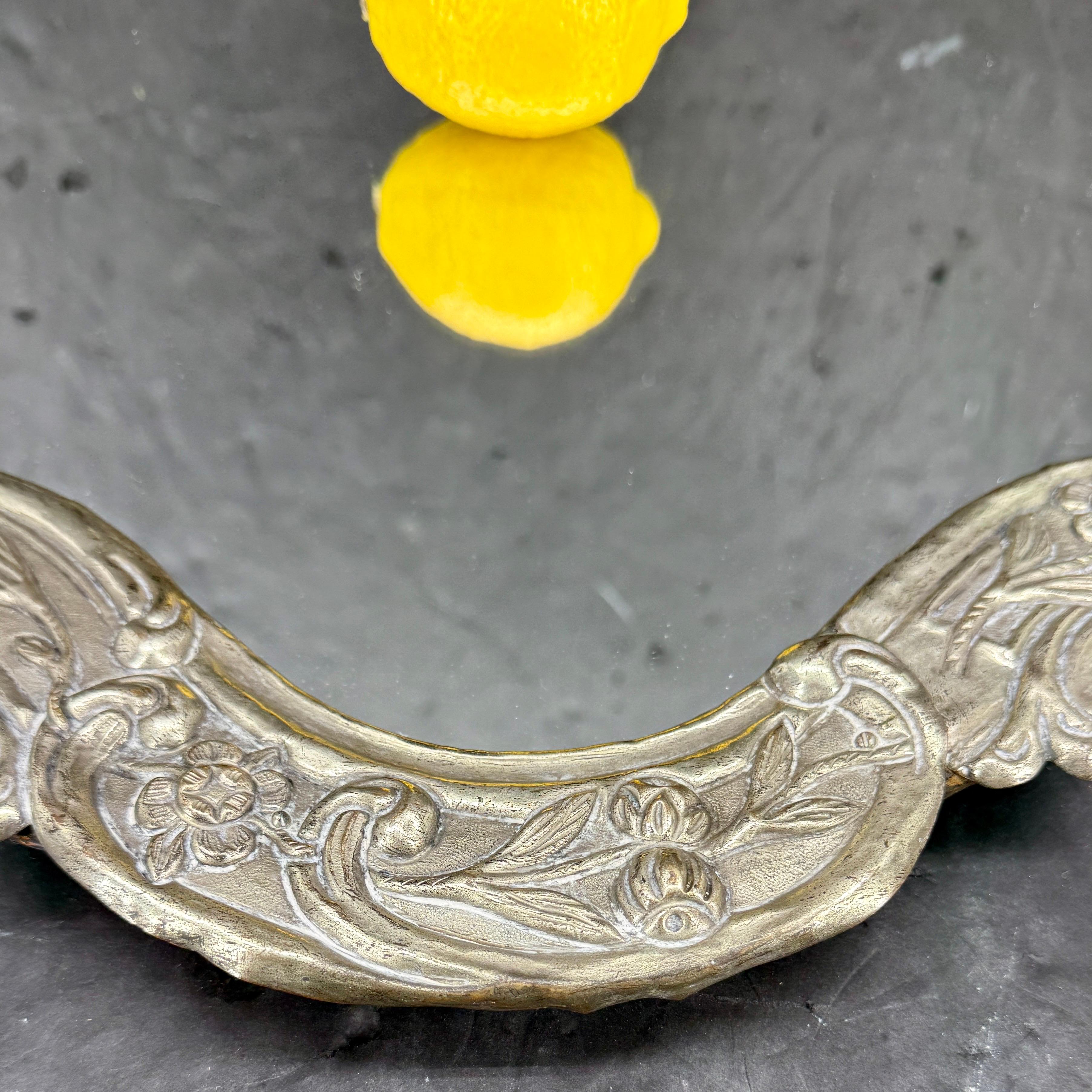 19th Century Silver Plate Tableau Mirrored Tabletop Tray For Sale 1