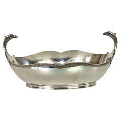 Antique 19th Century Silver Plated Basket with Eagle Handles